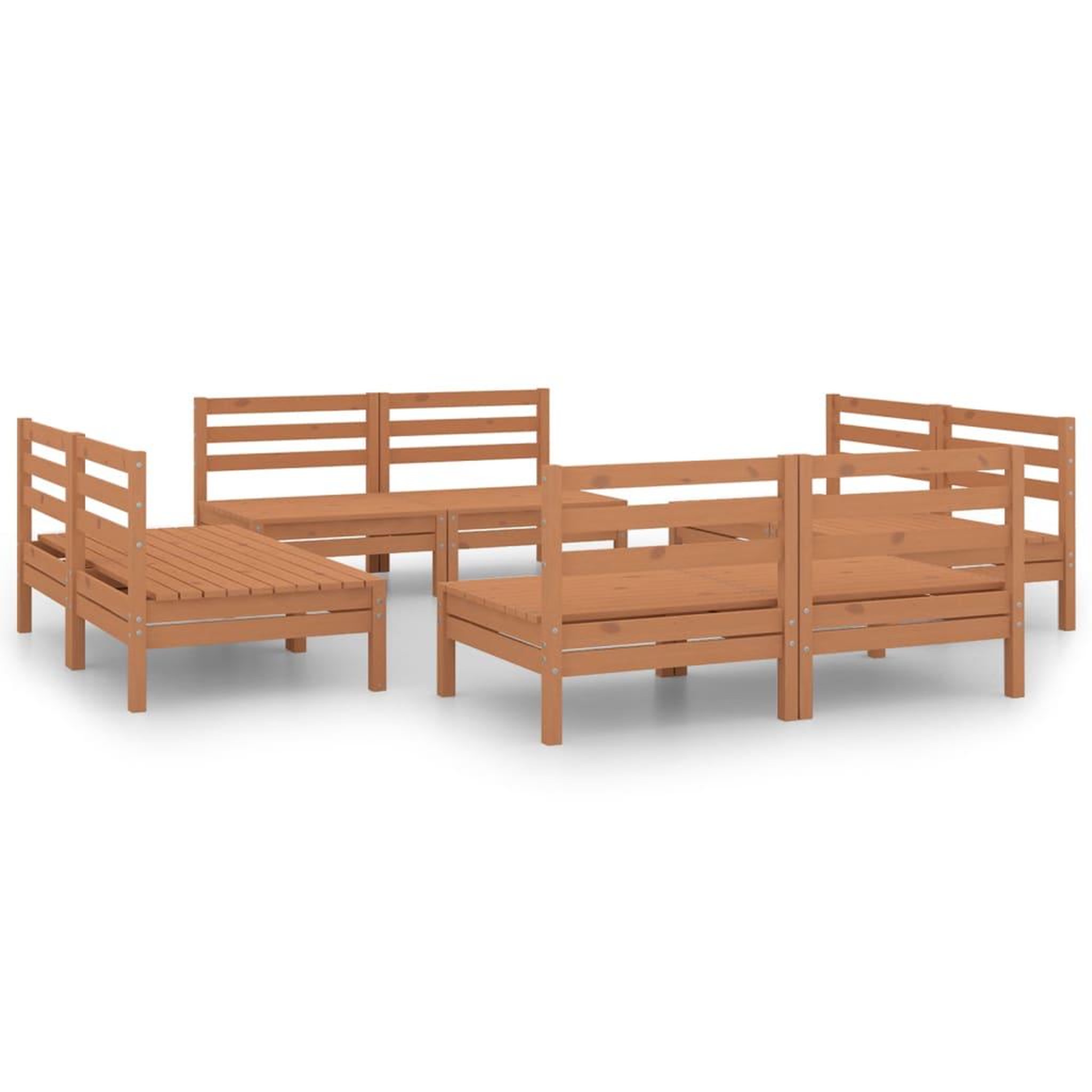 VIDAXL Salon de jardin 8 pcs marron miel bois de pin massif