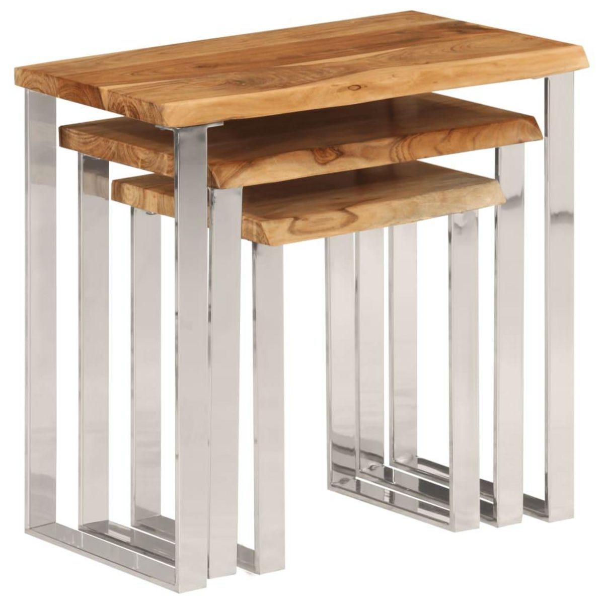 VIDAXL Tables gigognes 3 pcs avec bord vivant bois massif d'acacia