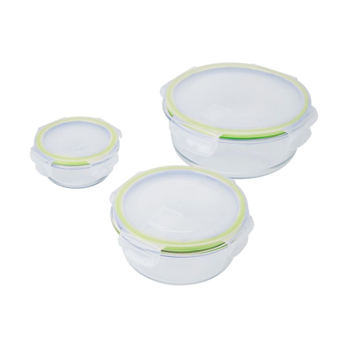 Lot de 3 boîtes rondes en verre avec valve