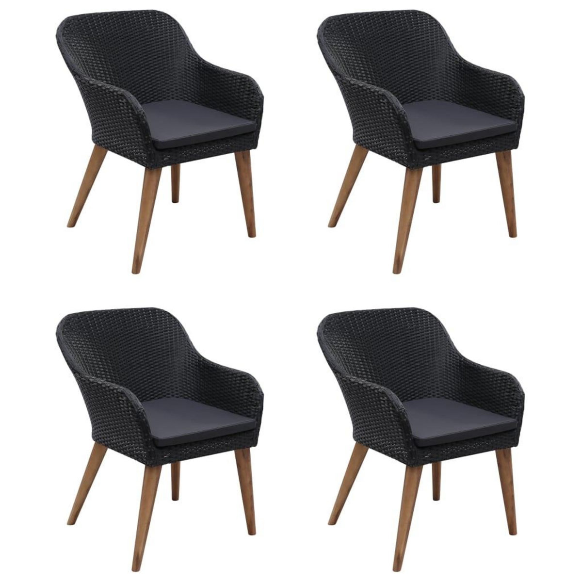 VIDAXL Ensemble a manger de jardin 5 pcs Noir