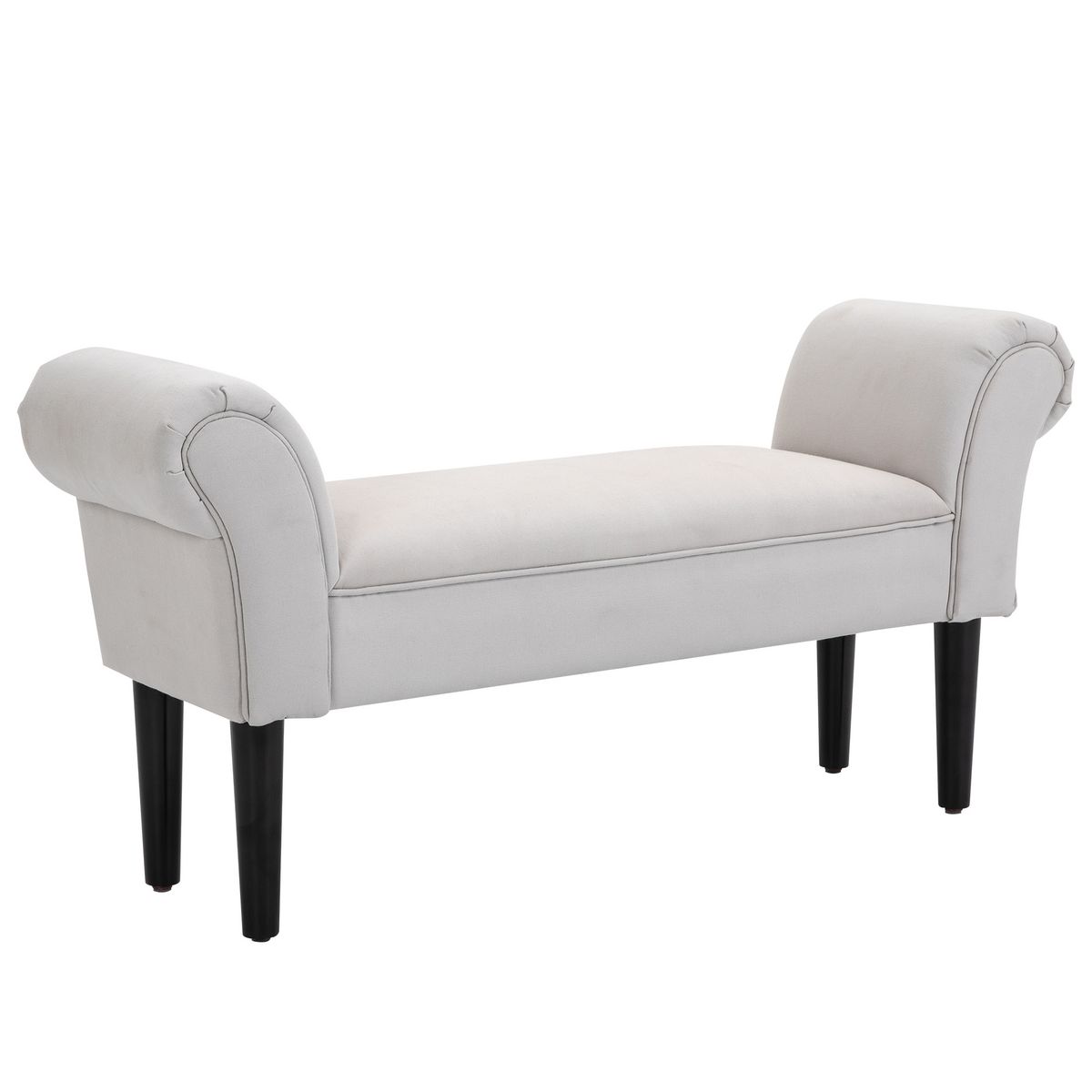 HOMCOM Banc banquette design contemporain accoudoirs courbés grand confort 102L x 31l x 51H cm gris clair