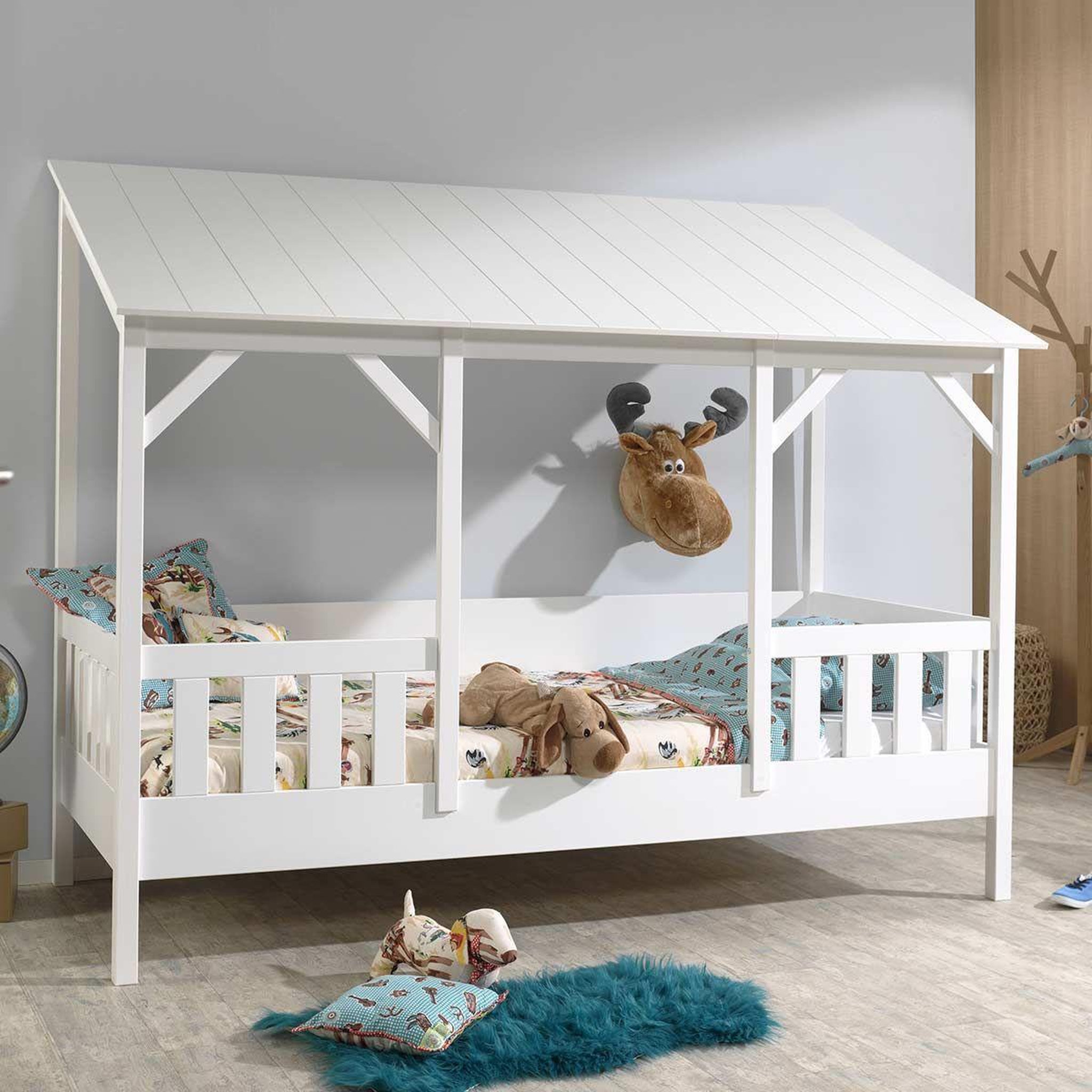Paris Prix Pack - lit cabane enfant, sommier & matelas  housebed iii  90x200cm blanc