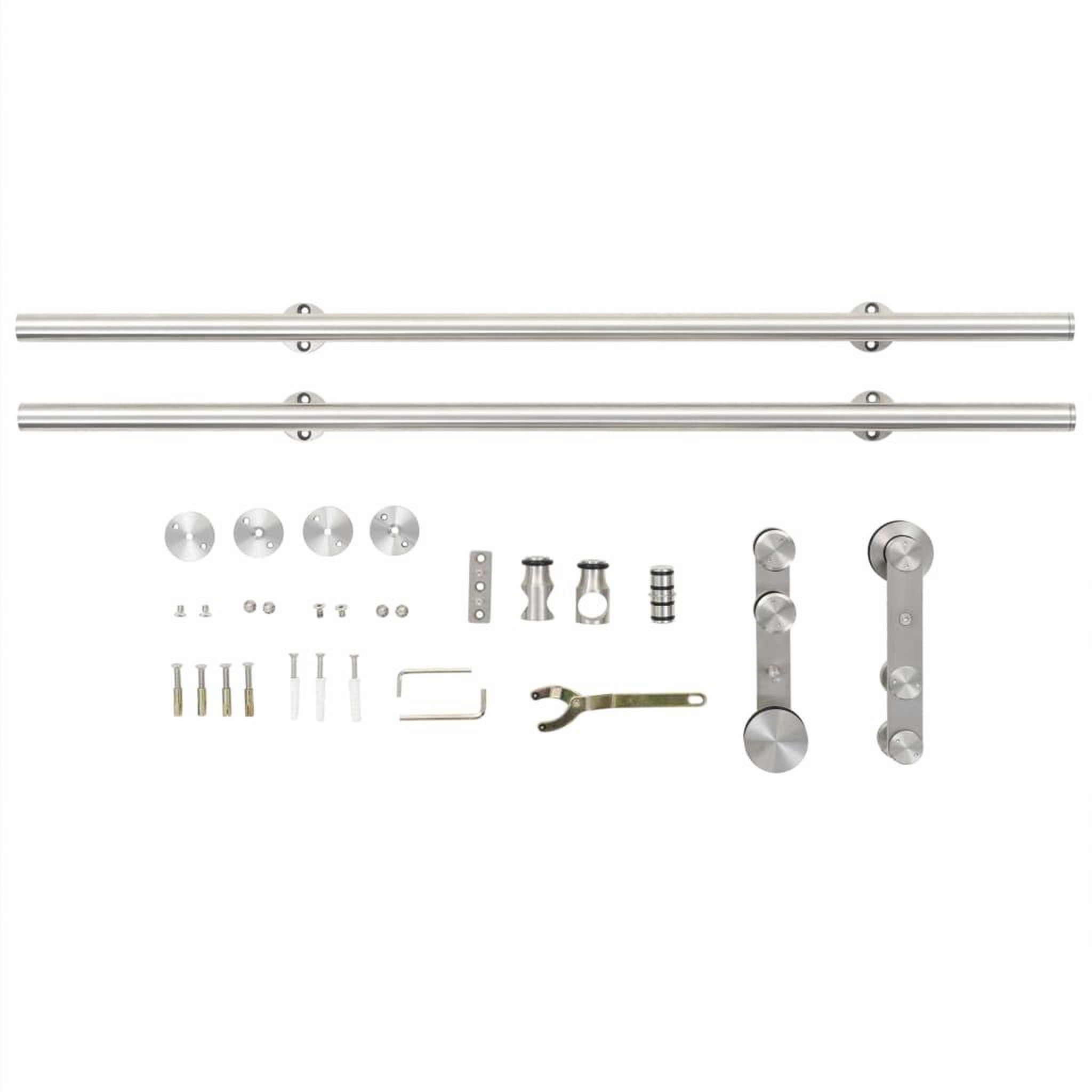 Voir la diapositive 4 : VIDAXL Kit fixation porte coulissante 183 cm Acier inoxydable Argente