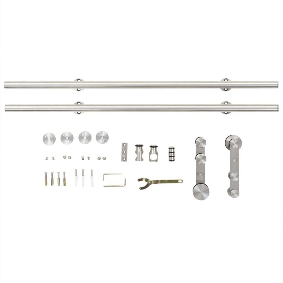 VIDAXL Kit fixation porte coulissante 183 cm Acier inoxydable Argente