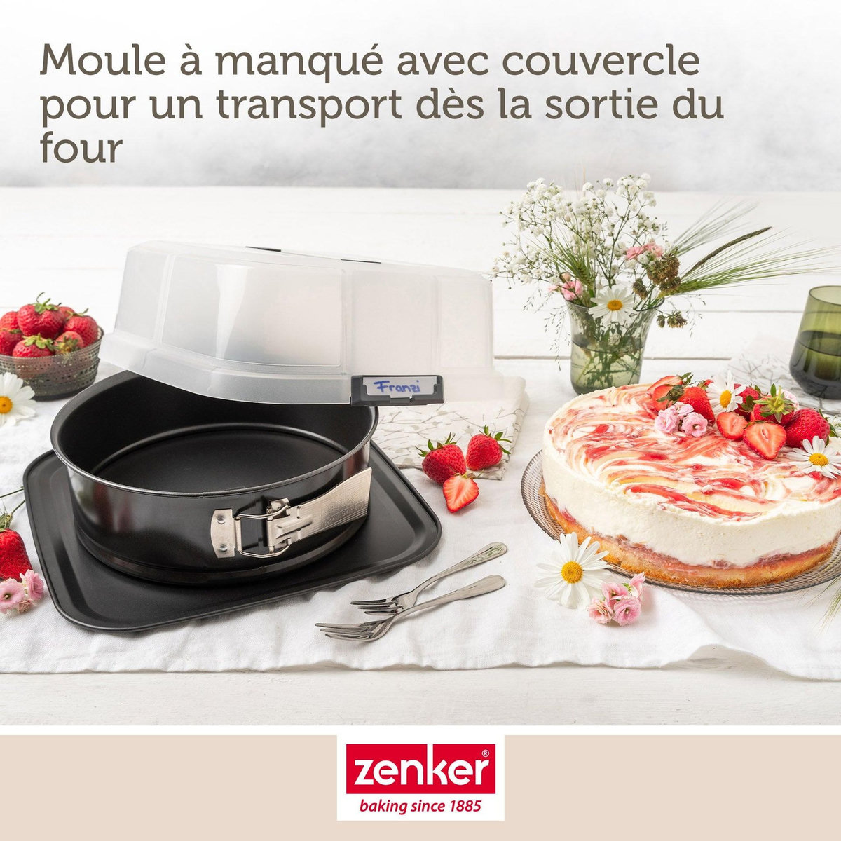 ZENKER Set pâtisserie moule à manqué 23 cm avec couvercle, 2 bols à mixer et 1 spatule Zenker