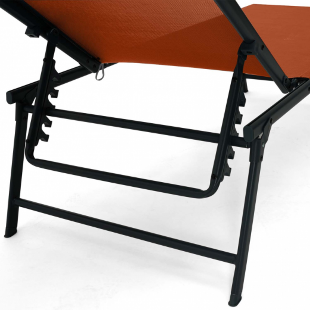 ID MARKET Lot de 2 transats de jardin inclinables KAILUA en acier gris anthracite et toile terracotta