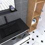 Aurlane Meuble de salle de bain 80x50cm - vasque noir effet pierre 80x50cm - 2 tiroirs - colonne - miroir