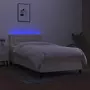 VIDAXL Sommier a lattes de lit avec matelas LED Creme 80x200 cm Tissu