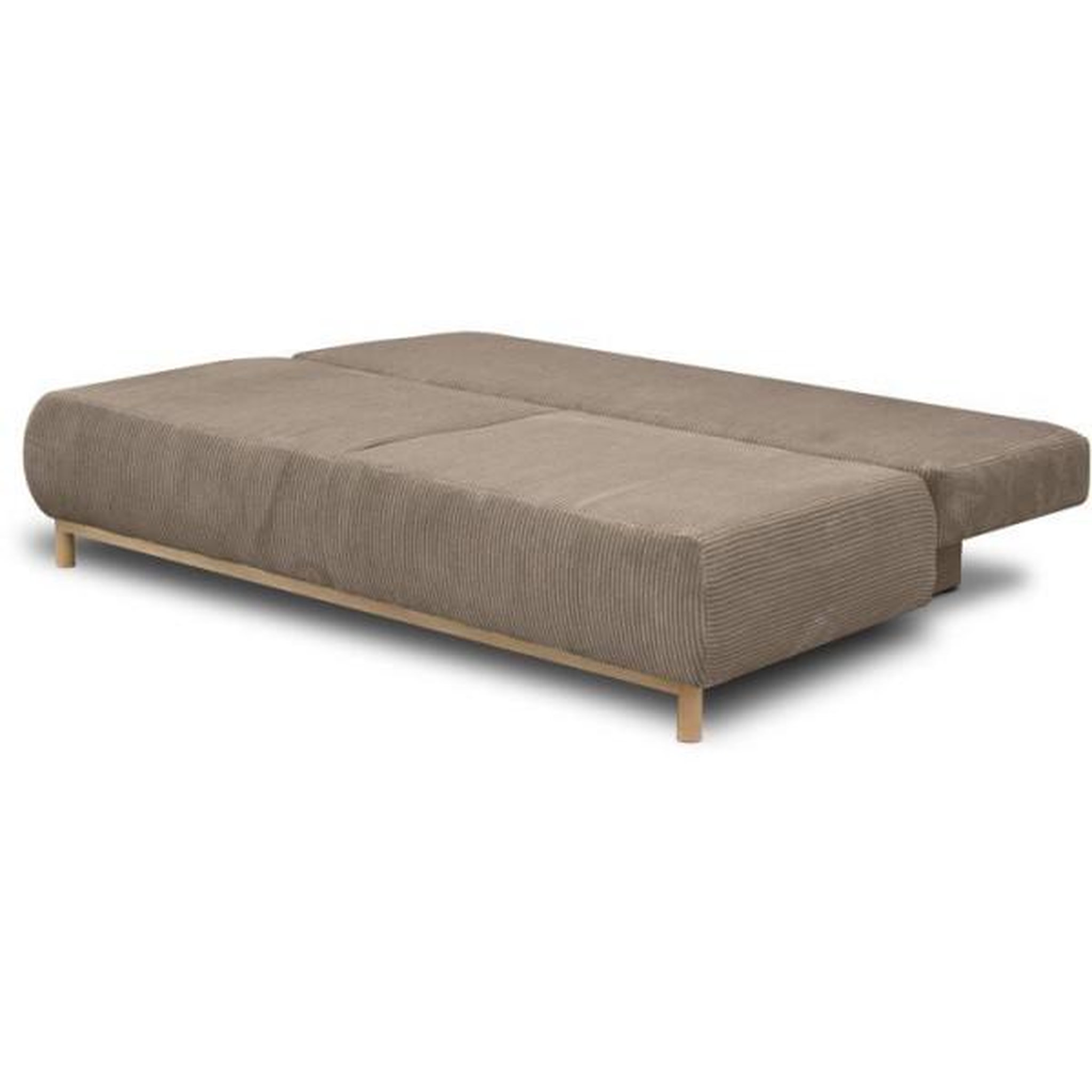 Voir la diapositive 4 : MARKET24 Banquette convertible - 3 places - MIKA - Velours côtelé Taupe - Avec coffre de rangement - 192 x 93 x 84 cm