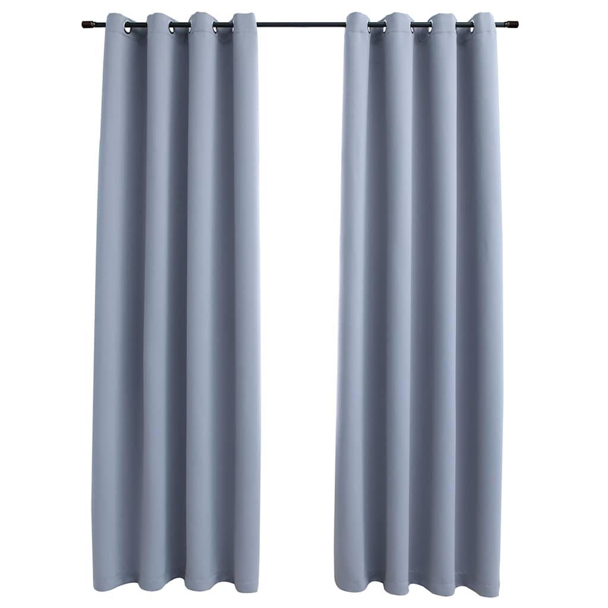 Voir la diapositive 2 : VIDAXL Rideaux occultants avec anneaux en metal 2 pcs Gris 140x225 cm