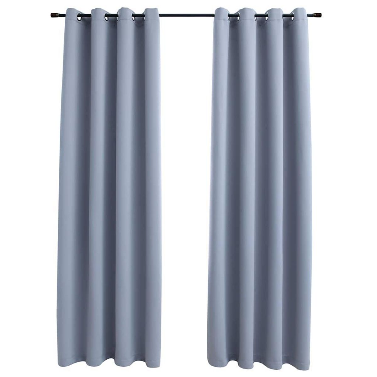 VIDAXL Rideaux occultants avec anneaux en metal 2 pcs Gris 140x225 cm