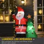 HOMCOM Père Noël gonflable LED 1,5H m avec sapin polyester imperméable rouge vert