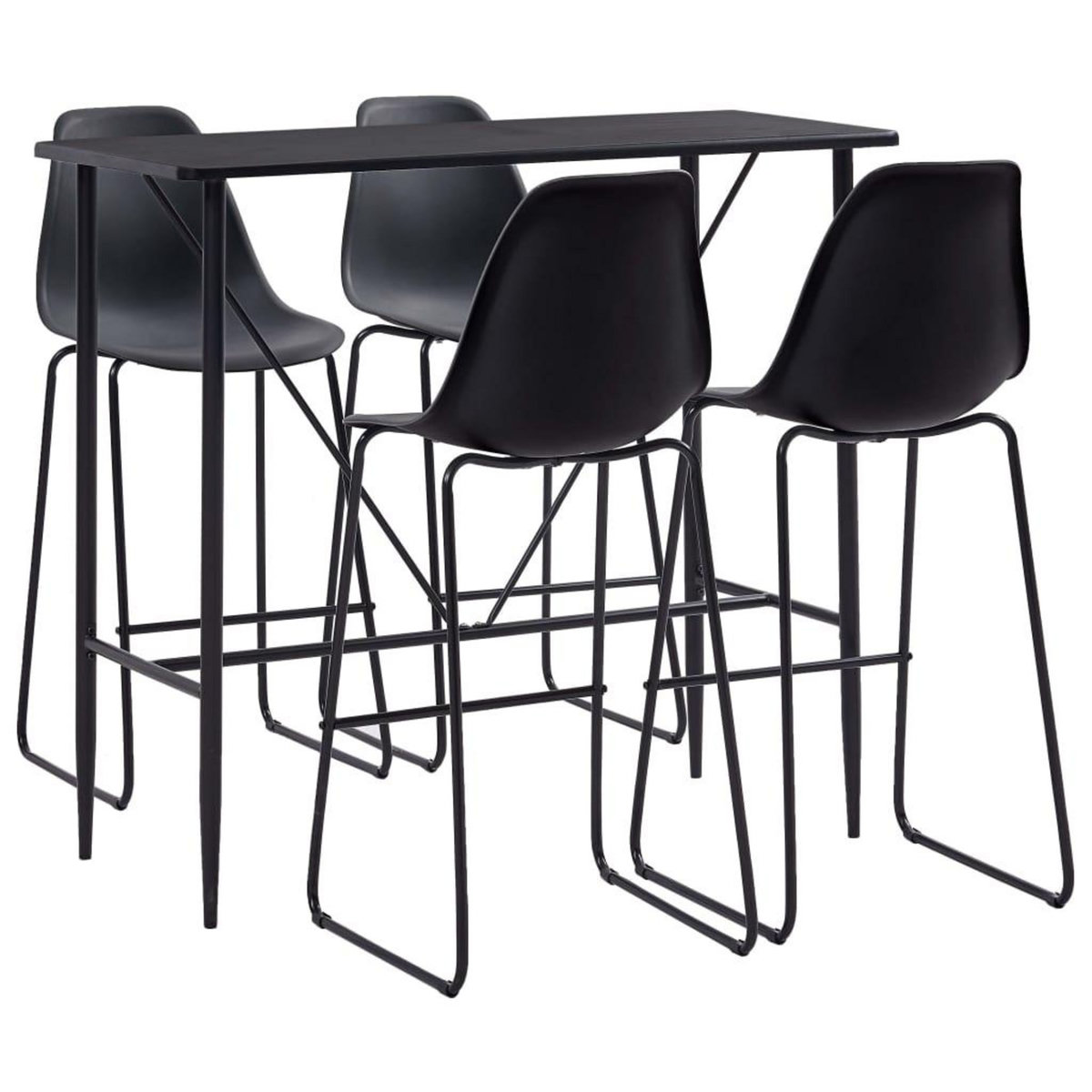 VIDAXL Ensemble de bar 5 pcs Plastique Noir