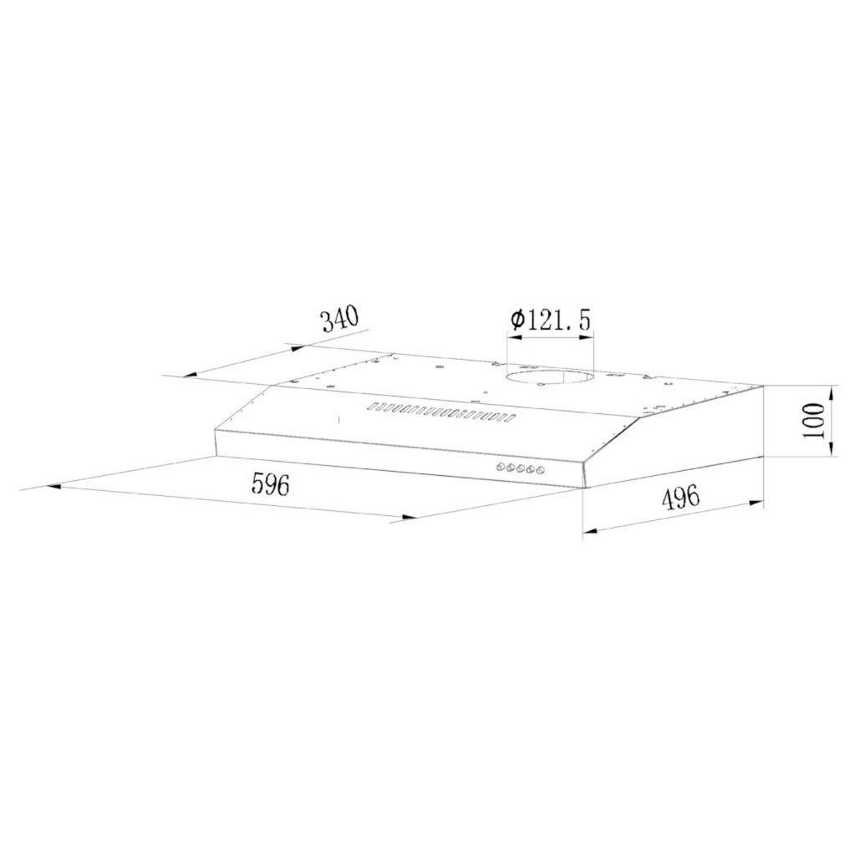 Rosieres Hotte visière 60cm 348m3/h noir - rhc638/1pn