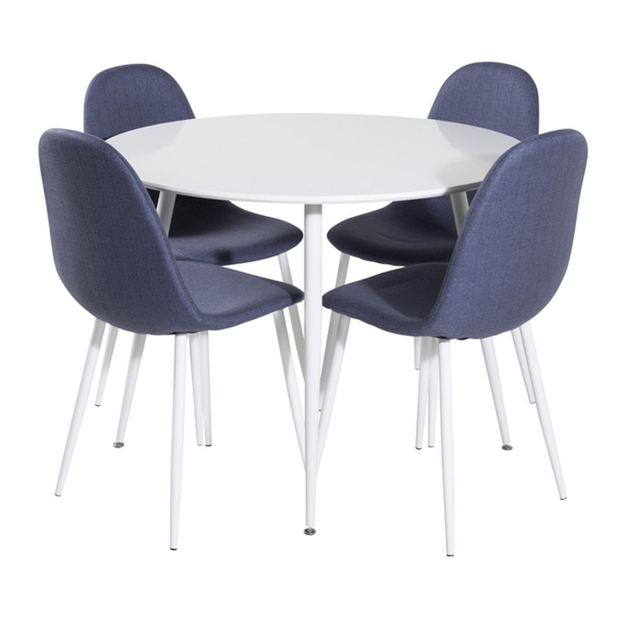 Paris Prix Ensemble table à manger & 4 chaises  plaza & polar  100cm blanc & bleu