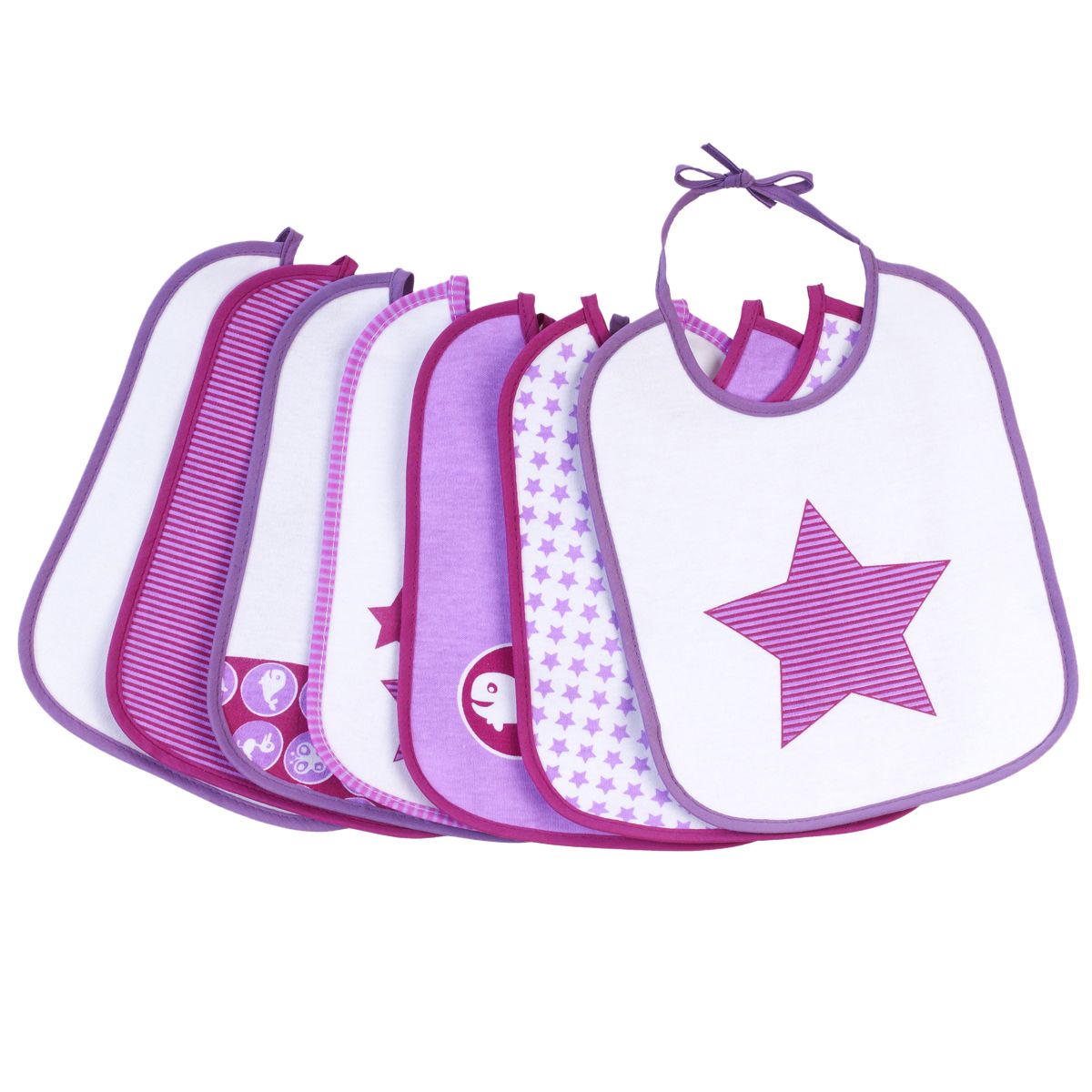 POUCE Lot de 7 bavoirs à lacet 20 x 25 cm