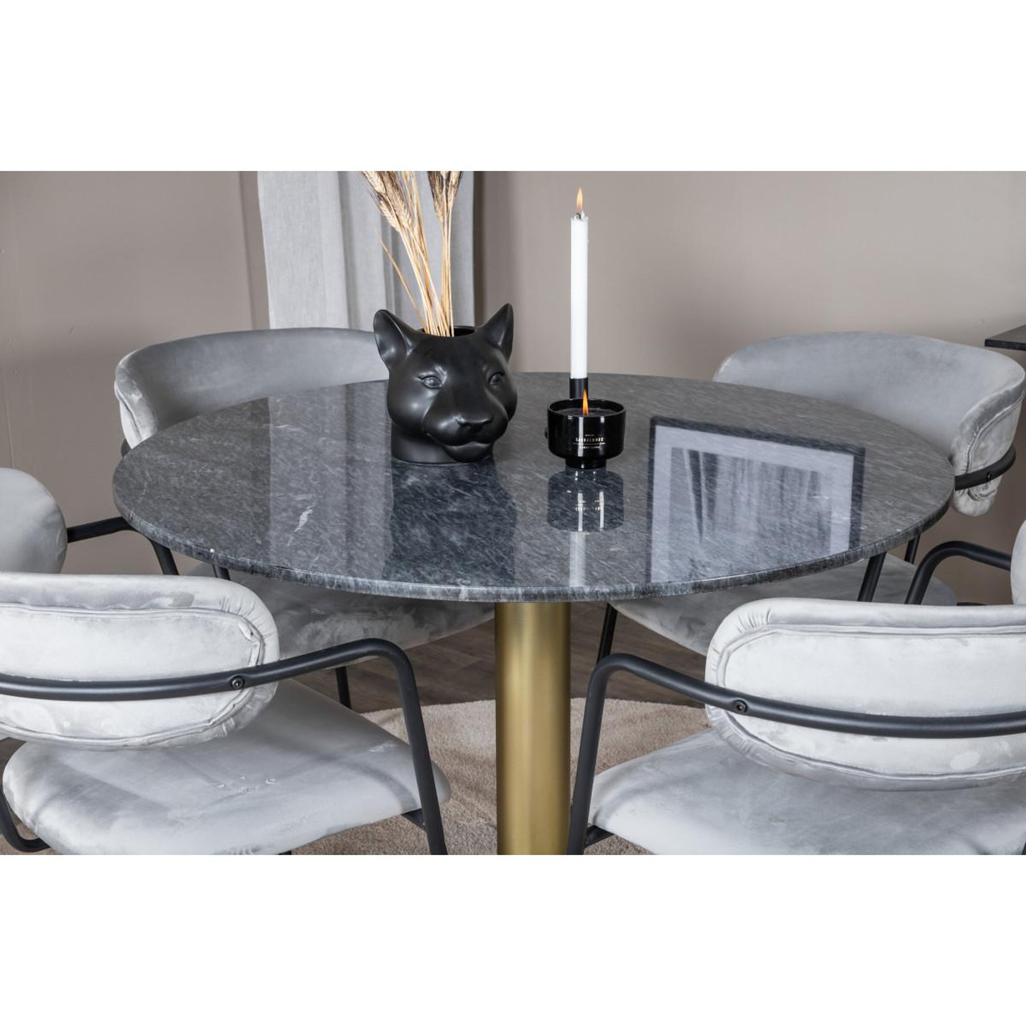 Voir la diapositive 6 : Paris Prix Ensemble Table à Manger & 4 Chaises  Estelle II & Arrow  106cm Gris Foncé & Gris