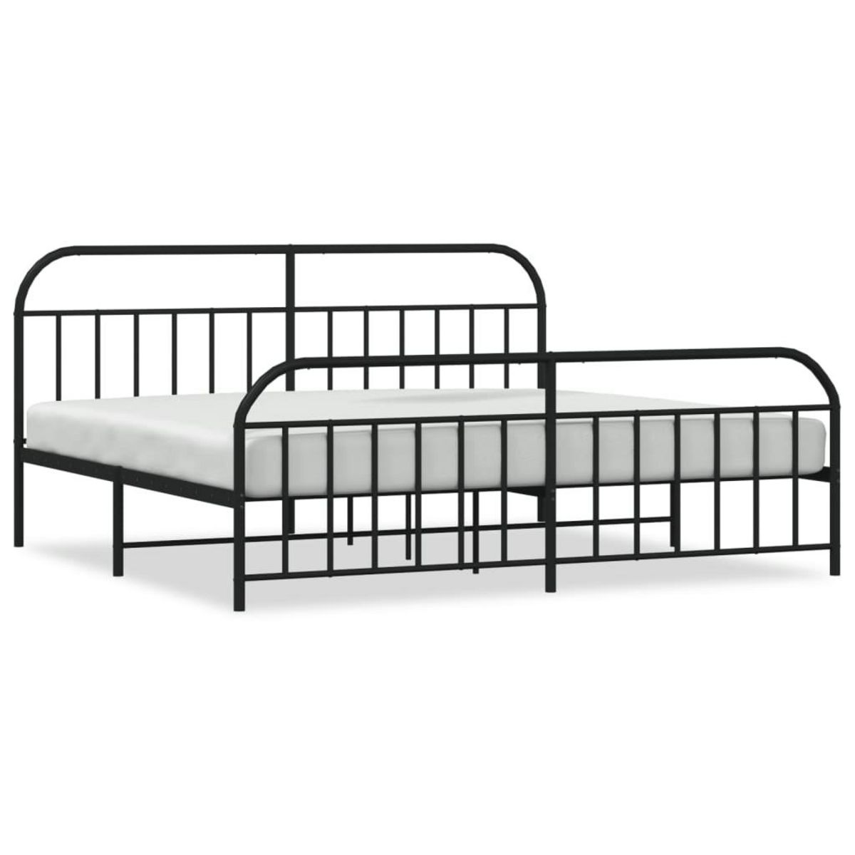 VIDAXL Cadre de lit metal sans matelas avec pied de lit noir 200x200cm