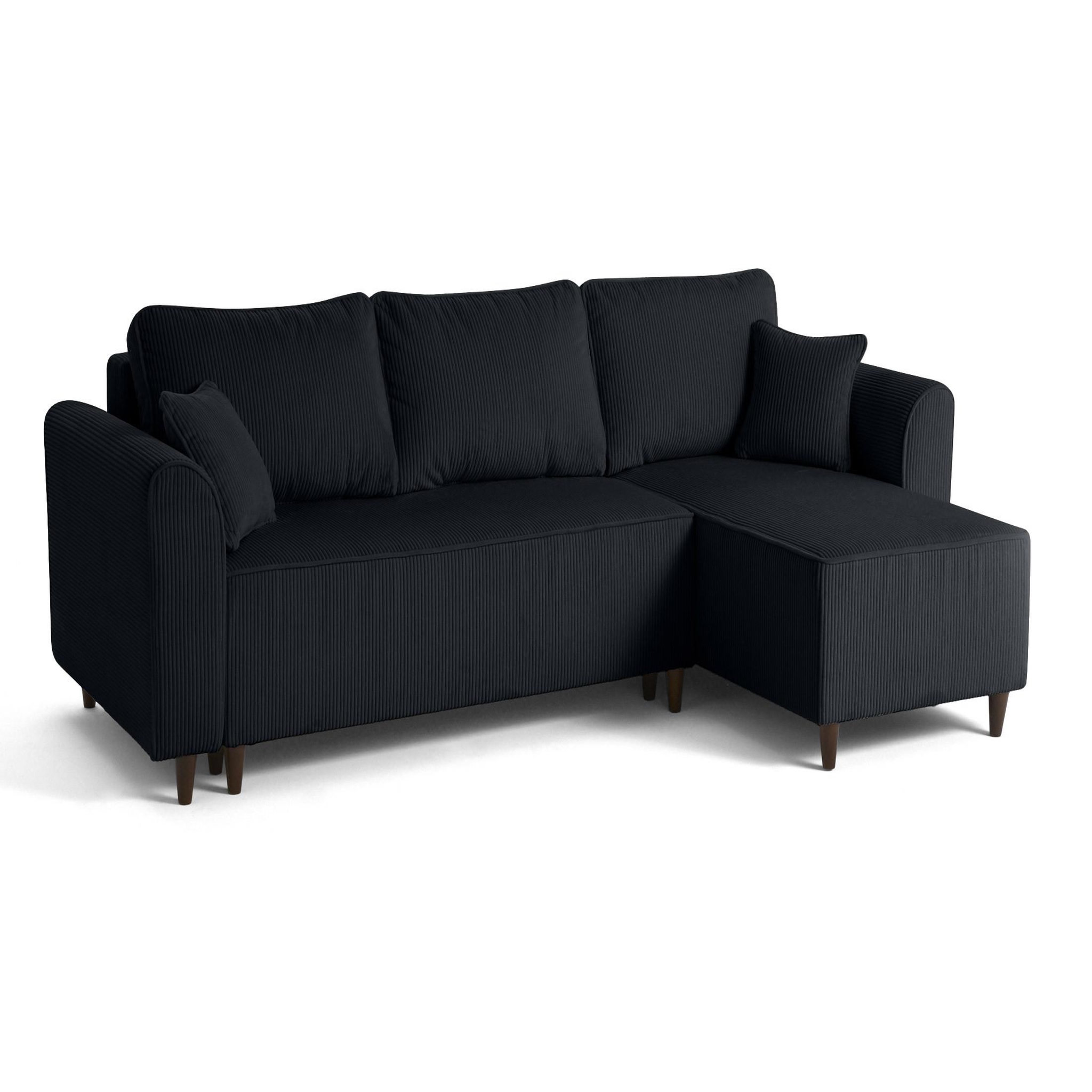Voir la diapositive 2 : BEST MOBILIER Saphir - canapé d'angle réversible 4 places - convertible avec coffre - en velours côtelé