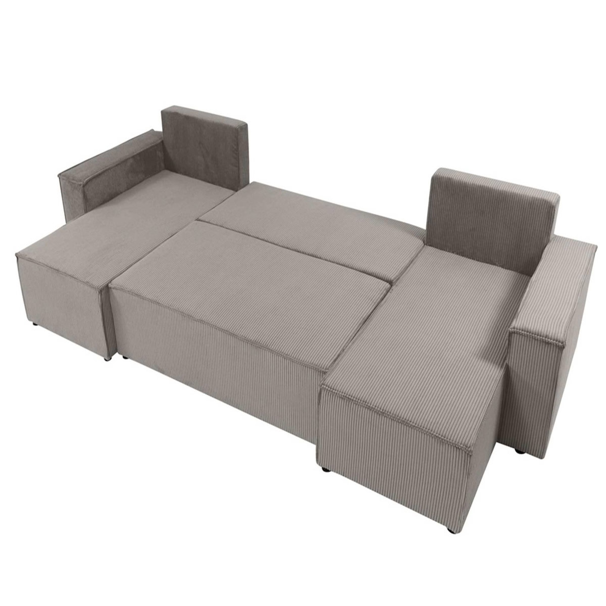 BEST MOBILIER Cezanne - canapé panoramique en u - 7 places - convertible avec coffre - en velours côtelé