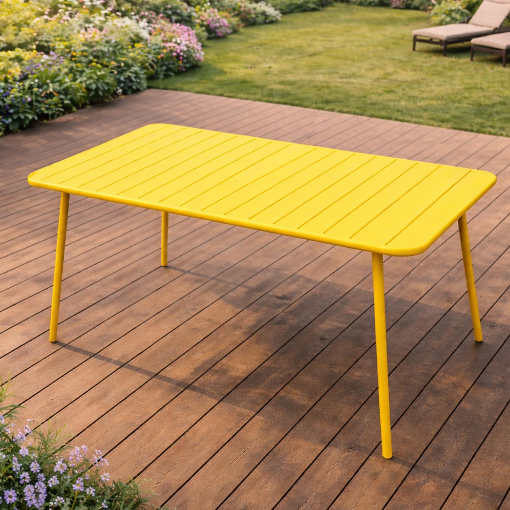 Voir la diapositive 6 : CONCEPT USINE Table de jardin 4 à 6 places 120cm jaune BERGAME