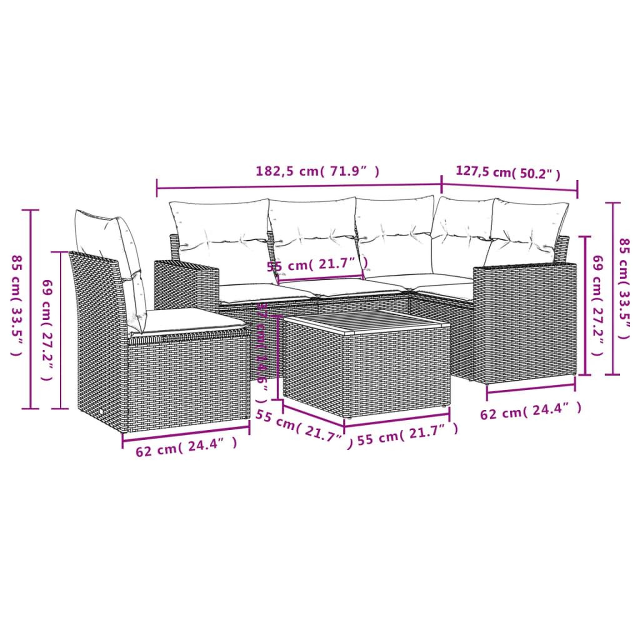 Voir la diapositive 6 : VIDAXL Salon de jardin 6 pcs avec coussins noir resine tressee