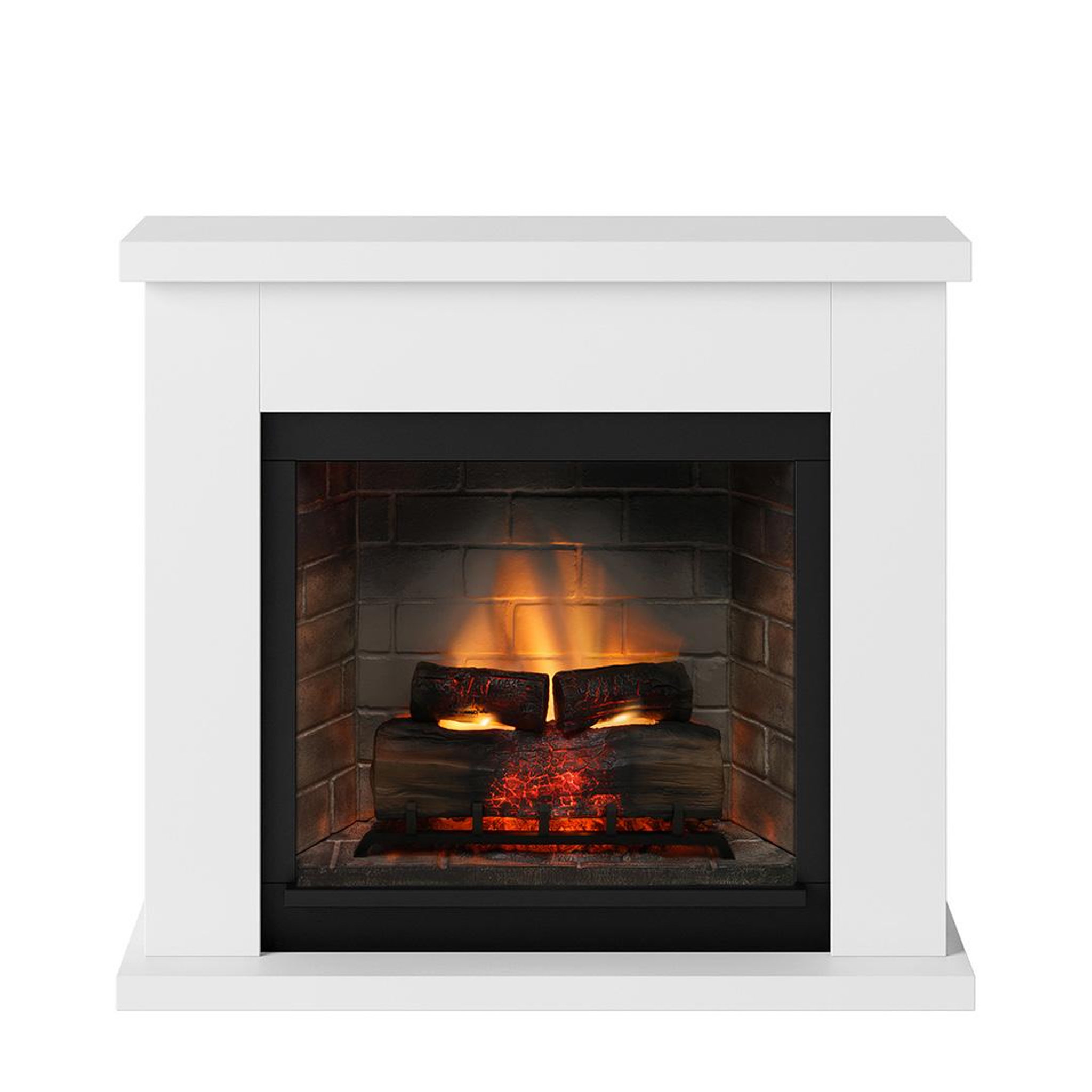CENTRALE BRICO Cheminée électrique connectée 1400W - FRODE Powerflame 2 - effets flammes 3D et crépitement - Blanc