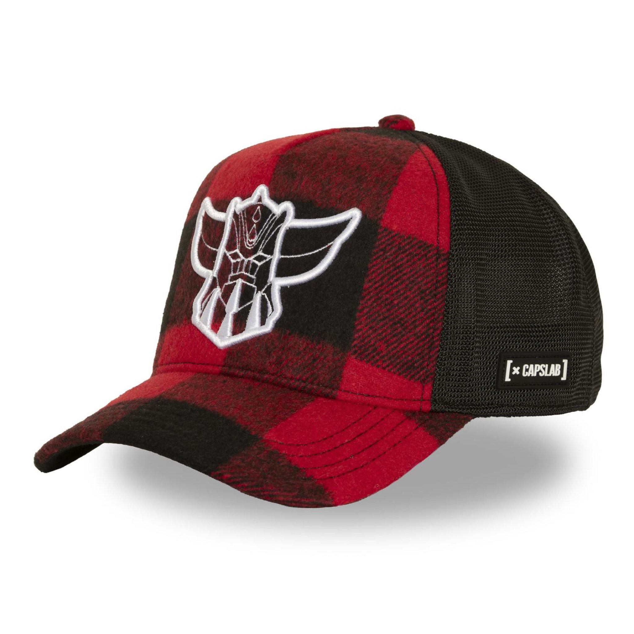 Voir la diapositive 1 : CAPSLAB Casquette trucker premium avec filet et logo brodé goldorak head