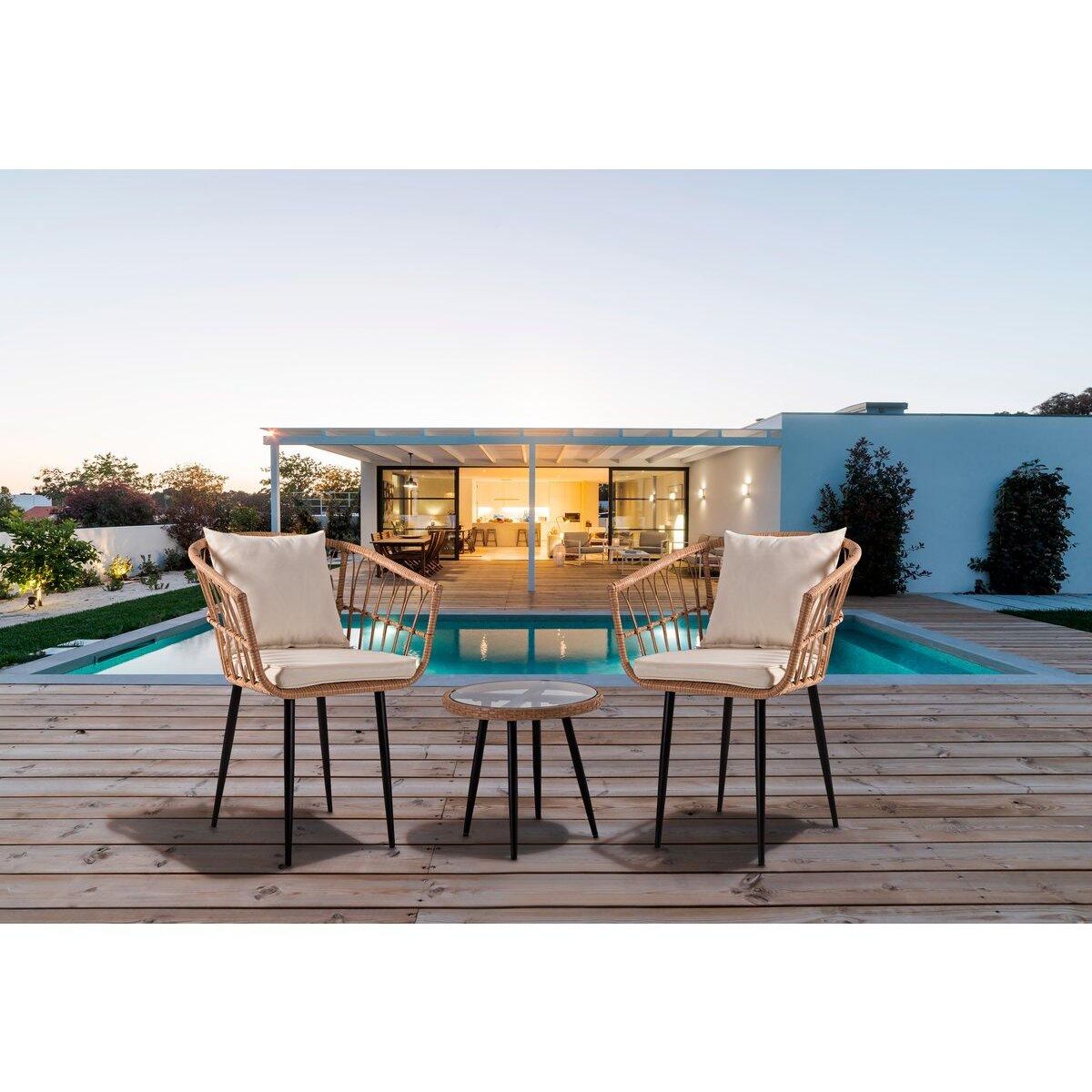 Habitat et Jardin Salon de jardin rotin  Vela  - 2 places - Marron