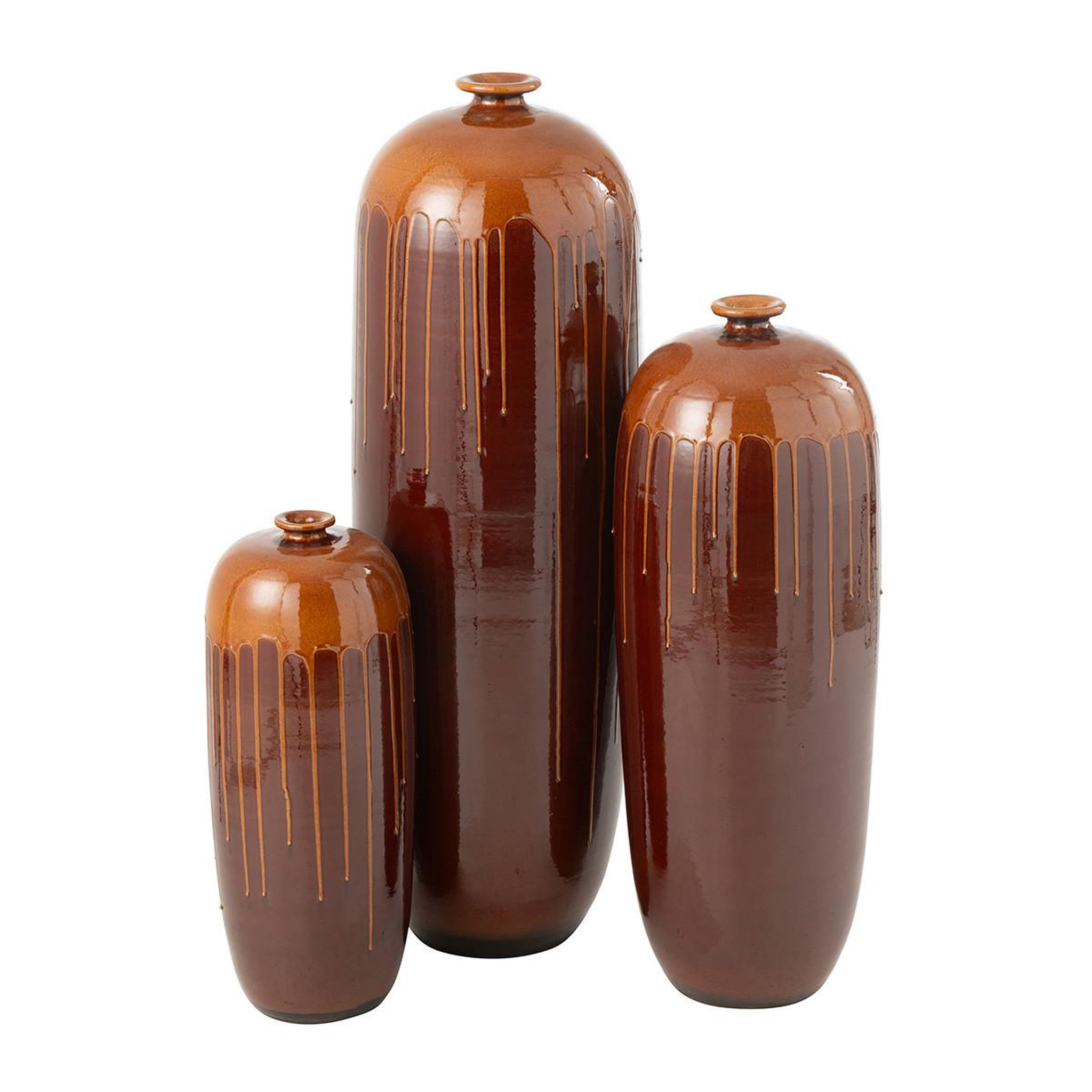 Voir la diapositive 2 : J-LINE Vase en terre cuite  lee terra  55cm marron & orange