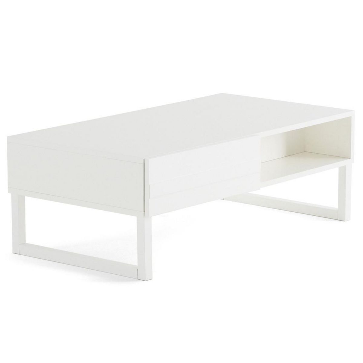 BEST MOBILIER Sofia - table basse - blanc mat - 1 niche - 110 cm
