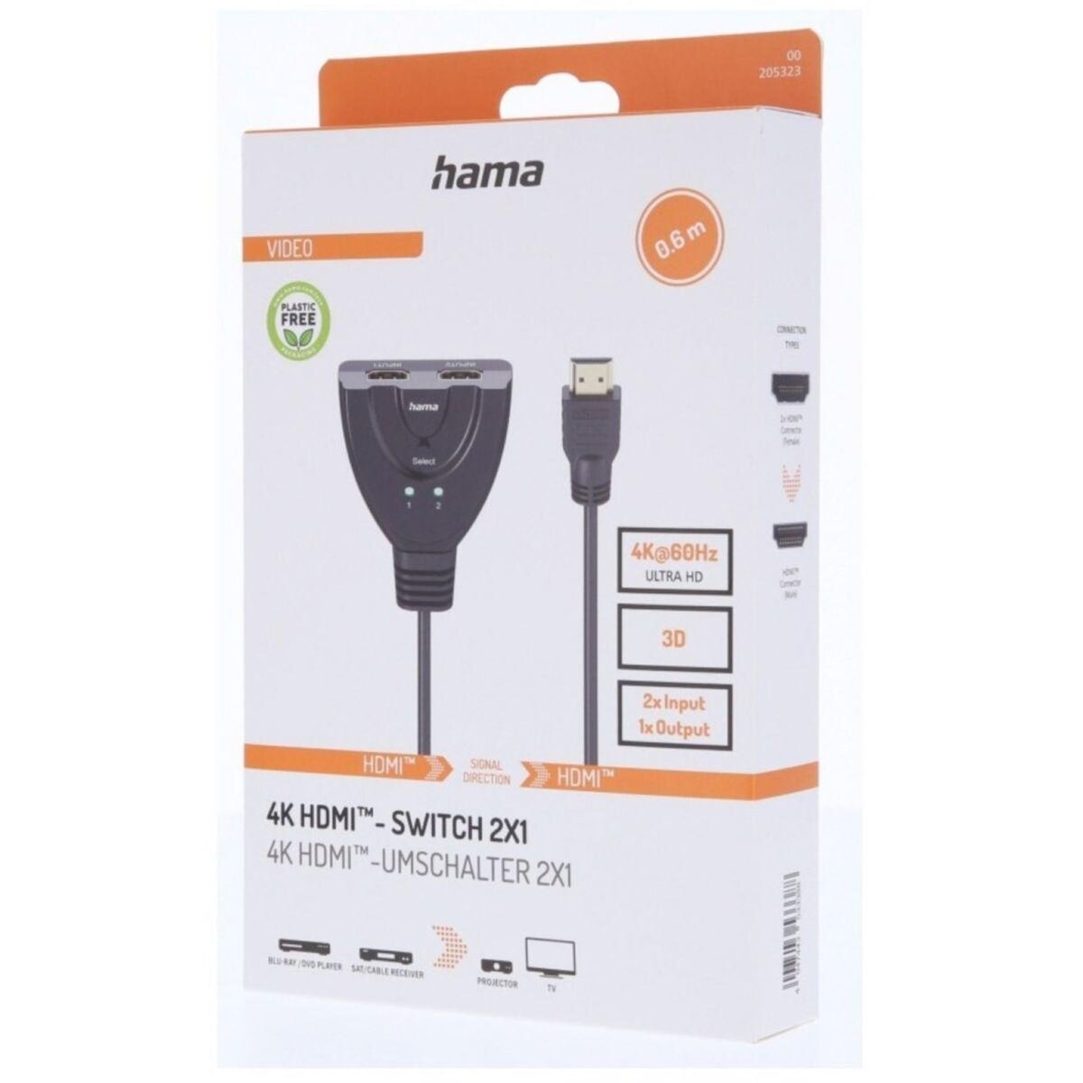 Hama SWITCH hdmi 2 voies manuel 4K/60Hz