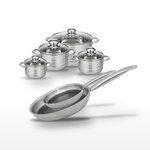 ELO Lot de 2 Poêles 24/28cm et 4 Faitouts 12/14/16/20cm Elo Relief Solution