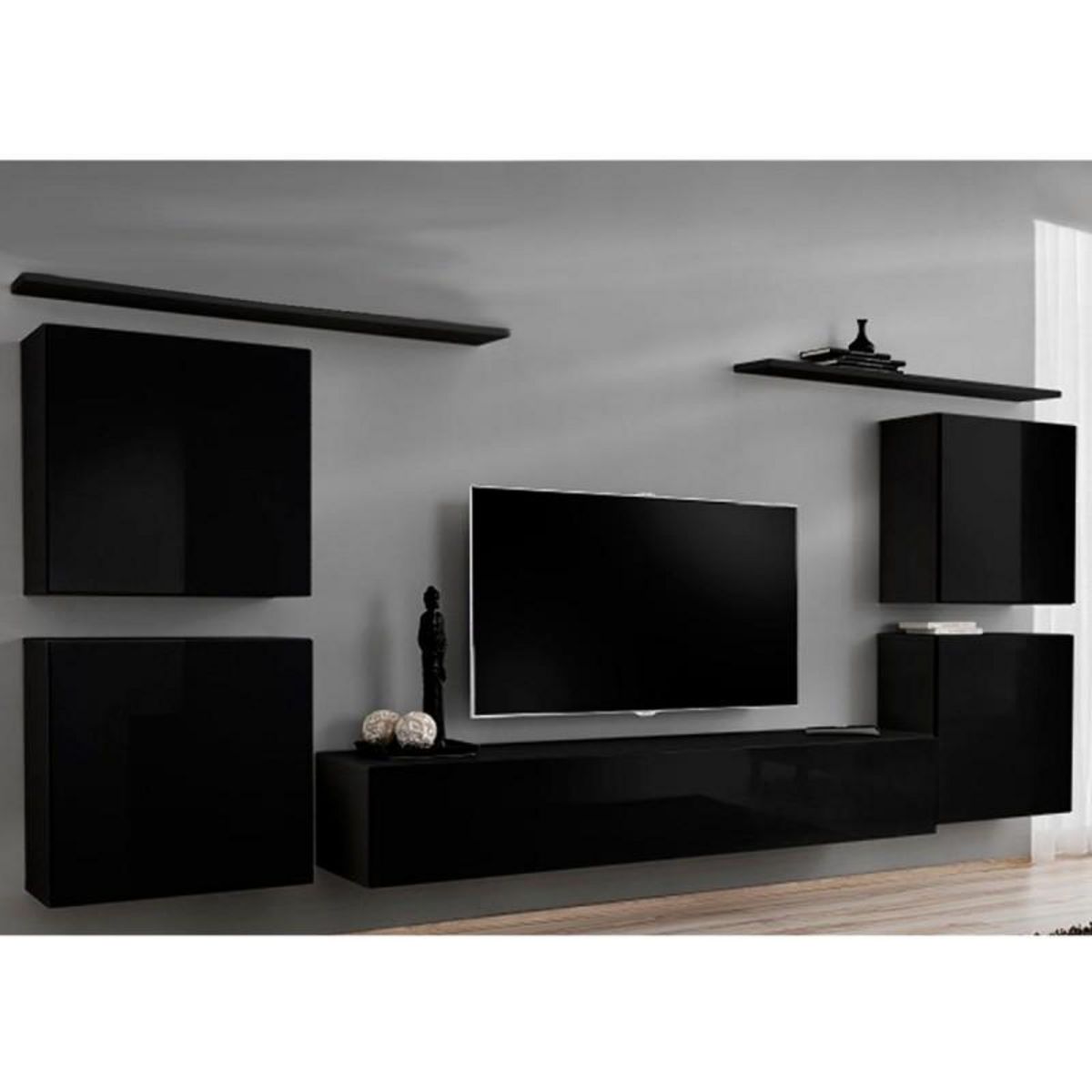 Paris Prix Meuble TV Mural Design  Switch IV  320cm Noir