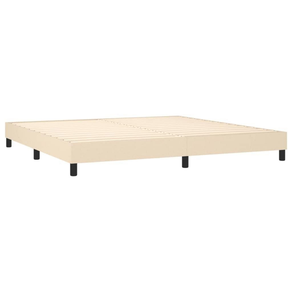 VIDAXL Sommier a lattes de lit et matelas et LED Creme 200x200cm Tissu