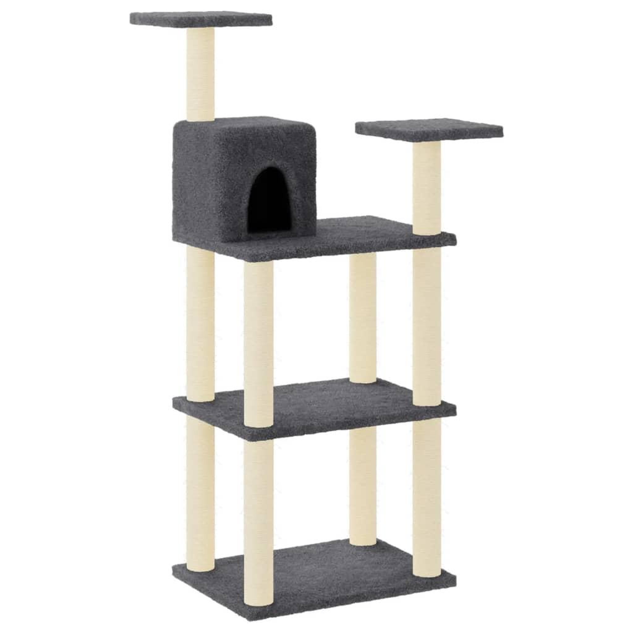 Voir la diapositive 2 : VIDAXL Arbre a chat avec griffoirs en sisal gris fonce 118,5 cm