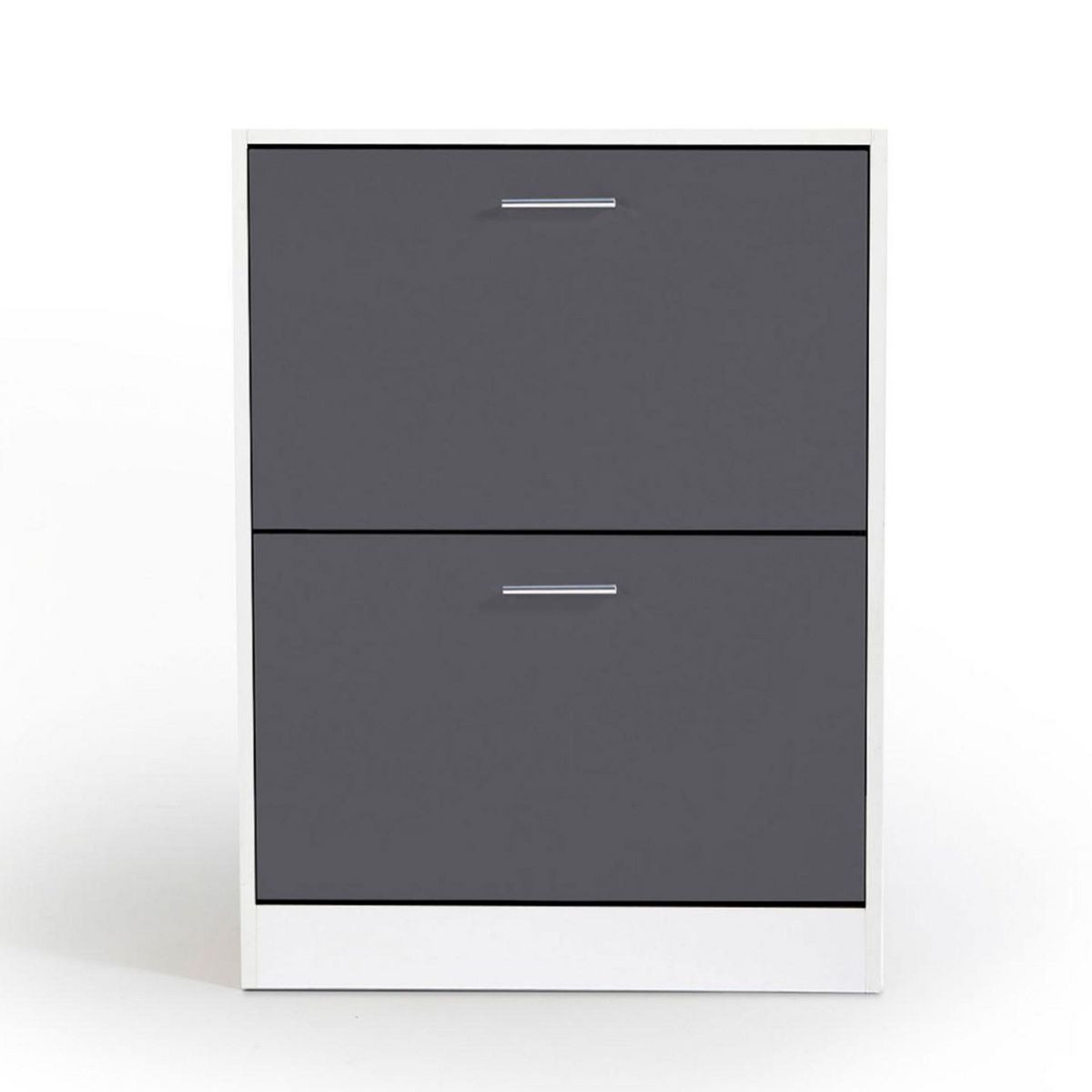 ID MARKET Meuble à chaussures 12 paires KLARK blanc 2 portes grises