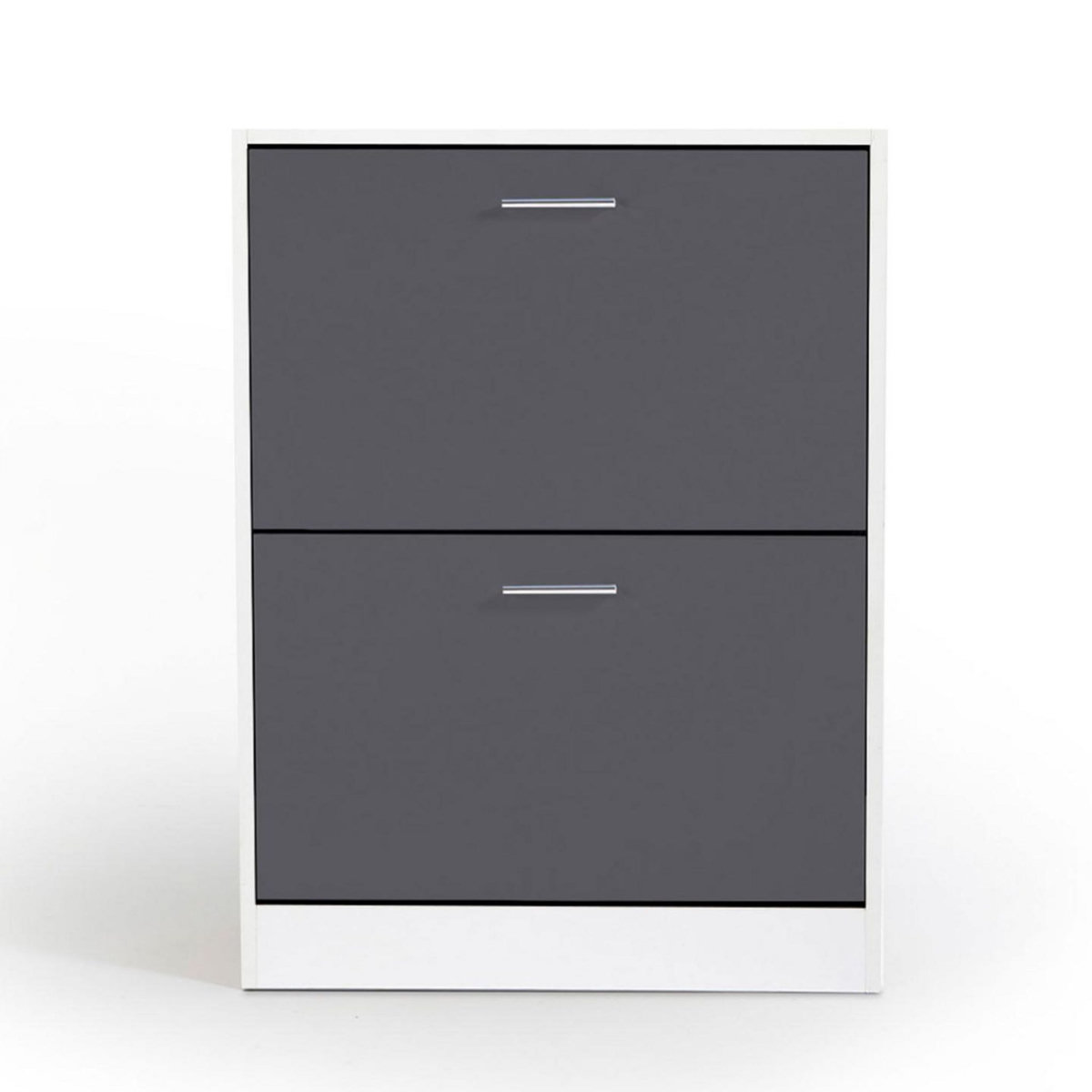 ID MARKET Meuble à chaussures 12 paires KLARK blanc 2 portes grises