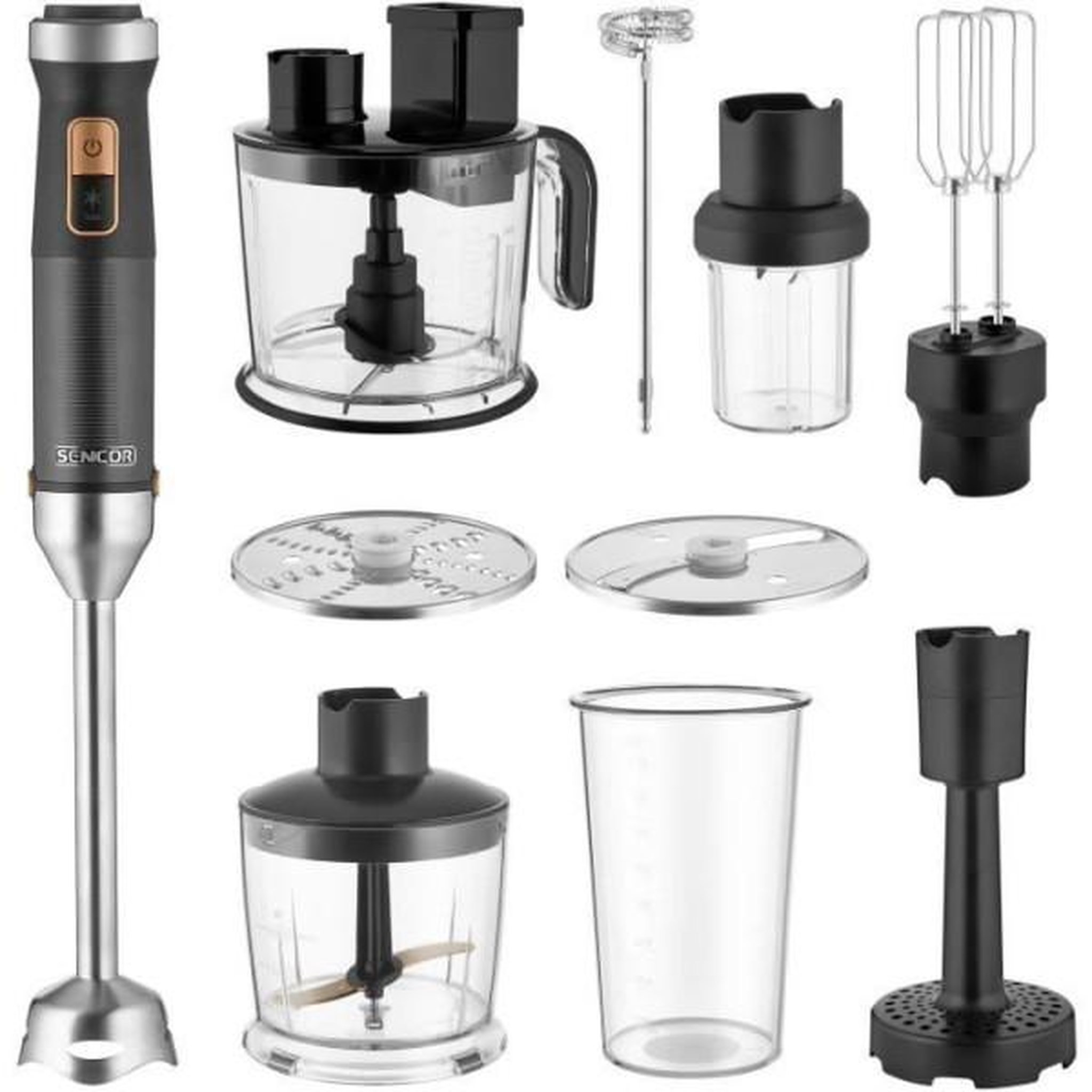 Voir la diapositive 2 : MARKET24 Mixeur electrique  plongeant 7 en 1 - sencor - shb6552bk - 1500 w - noir