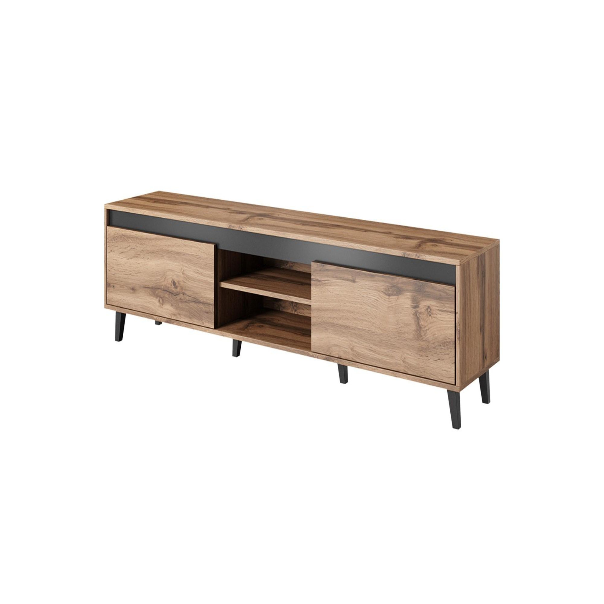 BEST MOBILIER Lord - meuble tv - effet bois et noir - 170 cm - style industriel. Coloris disponibles : Marron