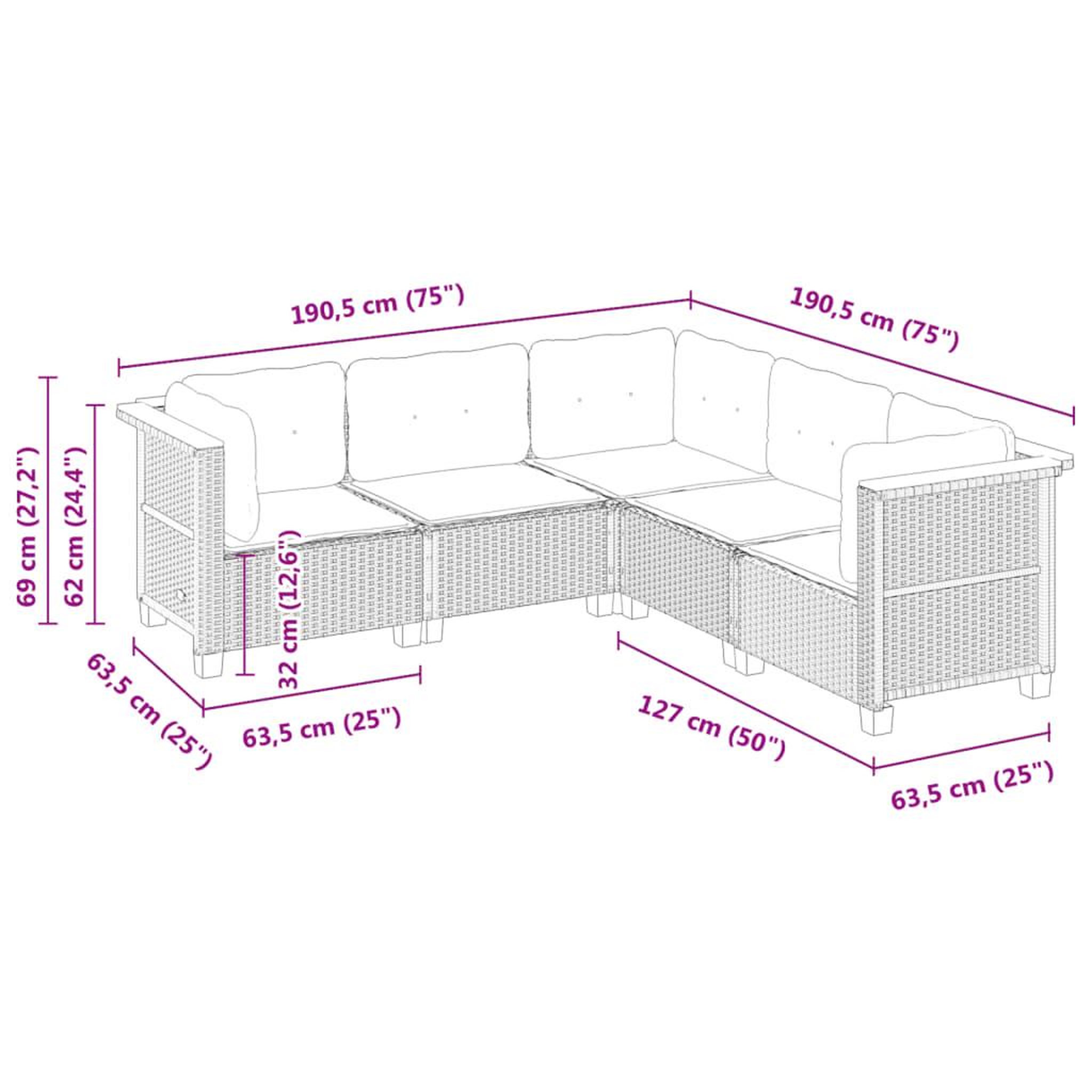 Voir la diapositive 6 : VIDAXL Salon de jardin 5 pcs avec coussins noir resine tressee