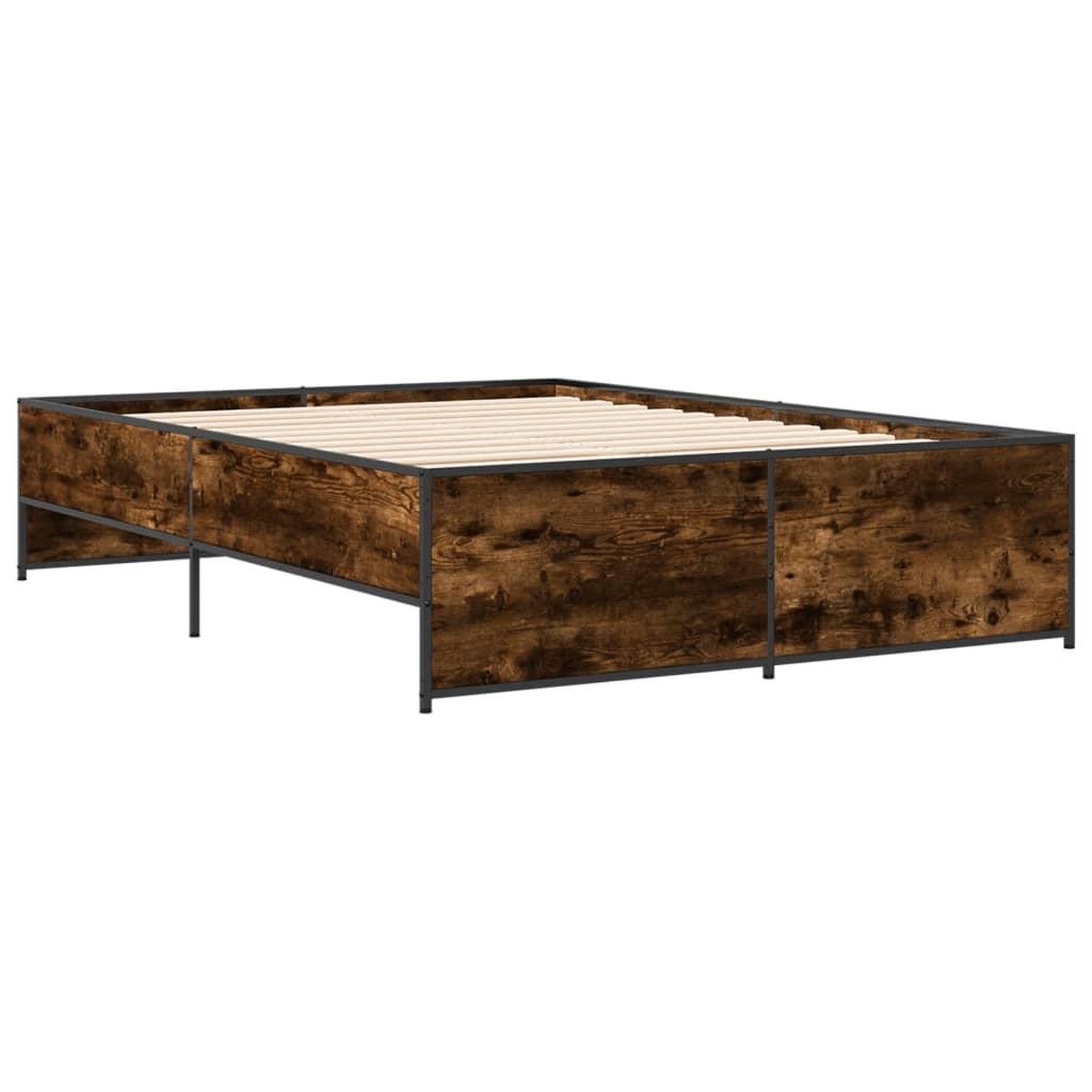 Voir la diapositive 3 : VIDAXL Cadre de lit sans matelas chene fume 135x190 cm