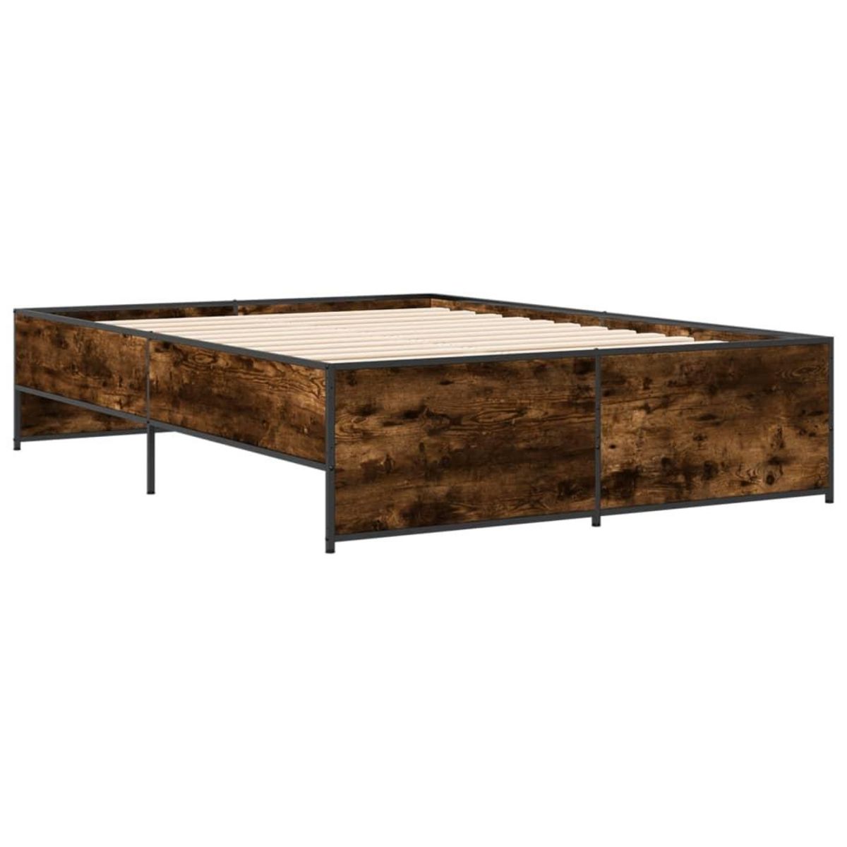 VIDAXL Cadre de lit sans matelas chene fume 135x190 cm