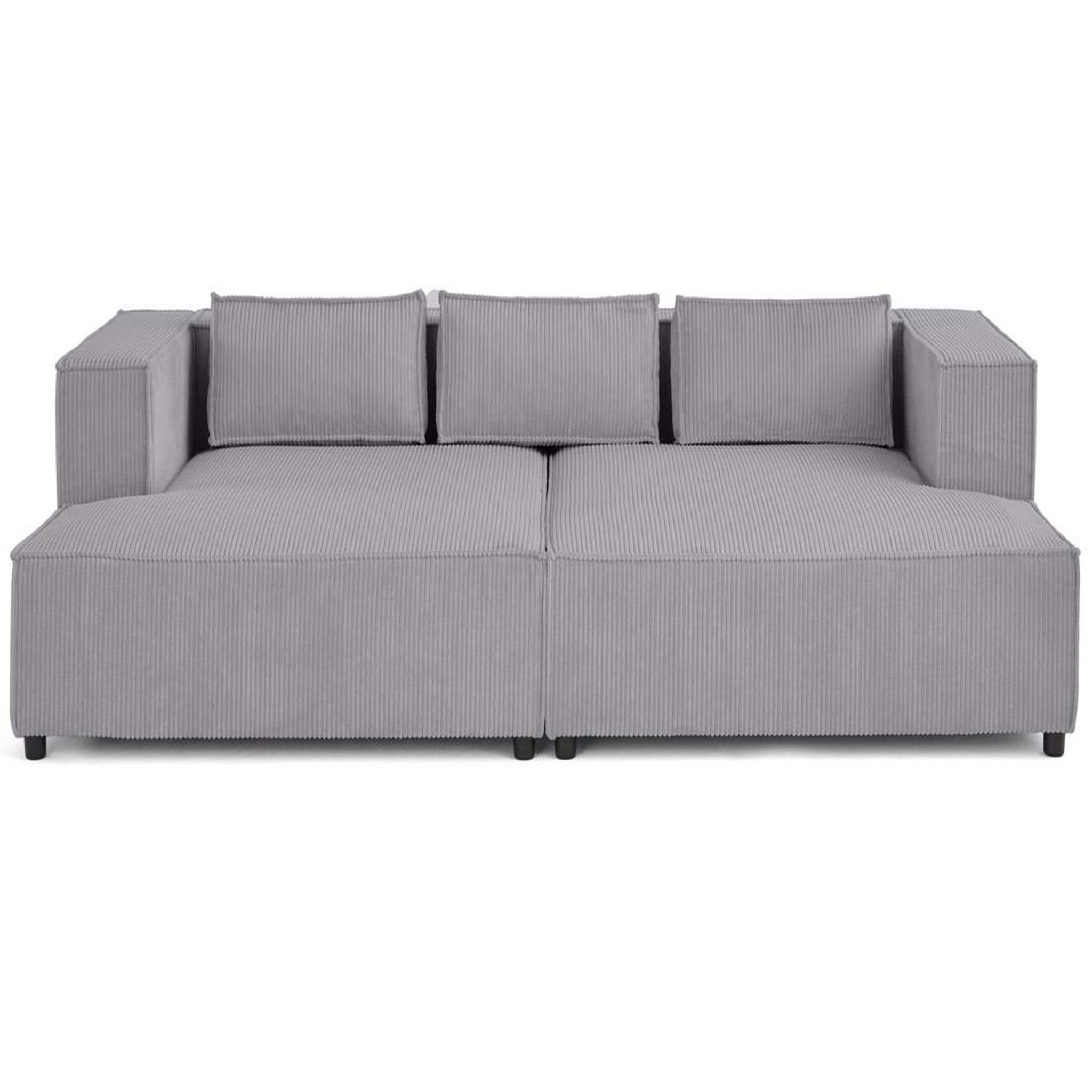 Voir la diapositive 1 : LISA DESIGN Stella - canapé droit 3 places avec double méridienne - assise profonde - en velours côtelé
