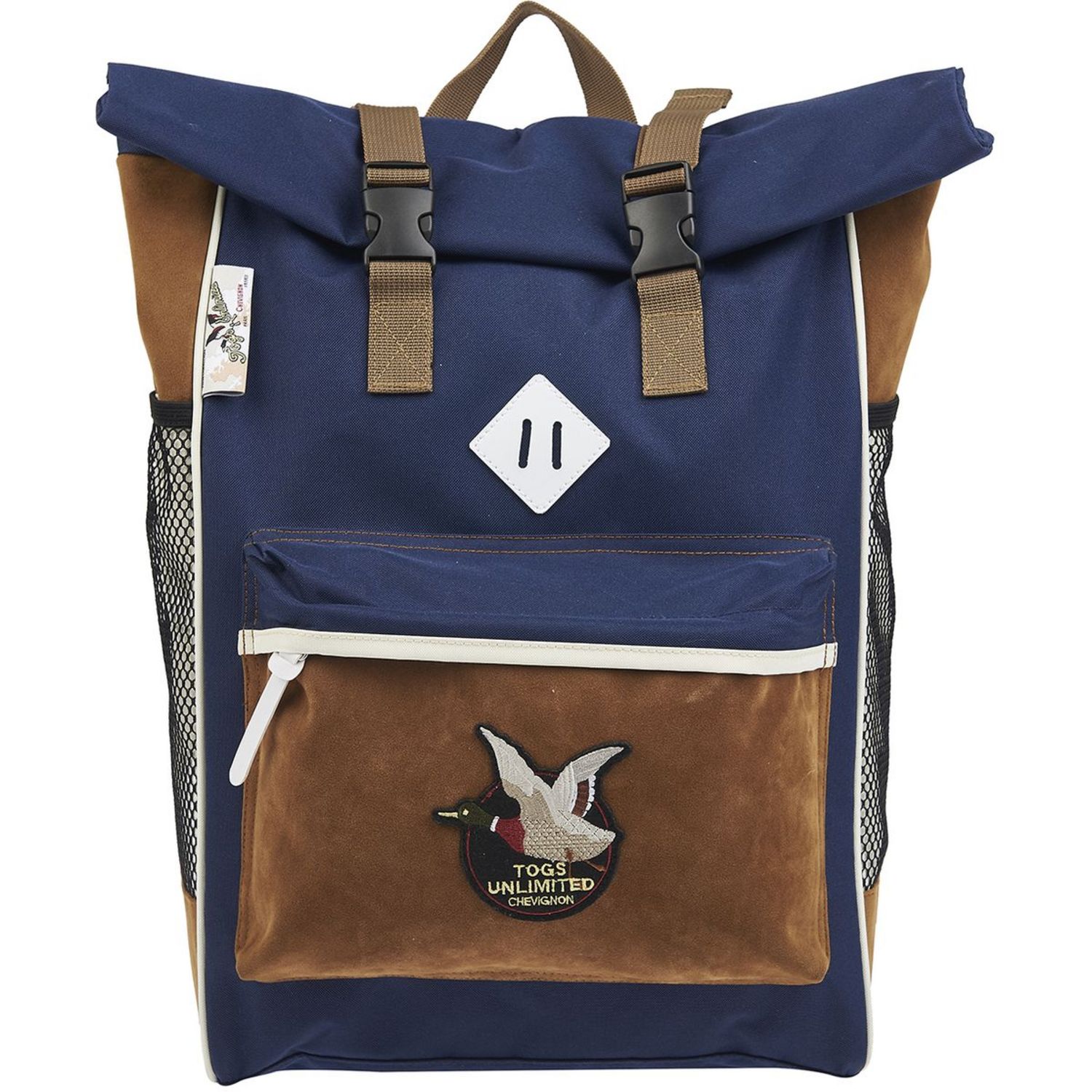 CHEVIGNON Sac à dos roll top compartiment bleu et beige pas cher