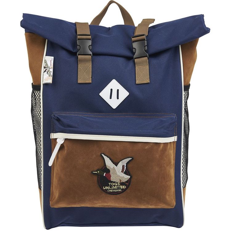 CHEVIGNON Sac à dos roll top compartiment bleu et beige pas cher - Main Image