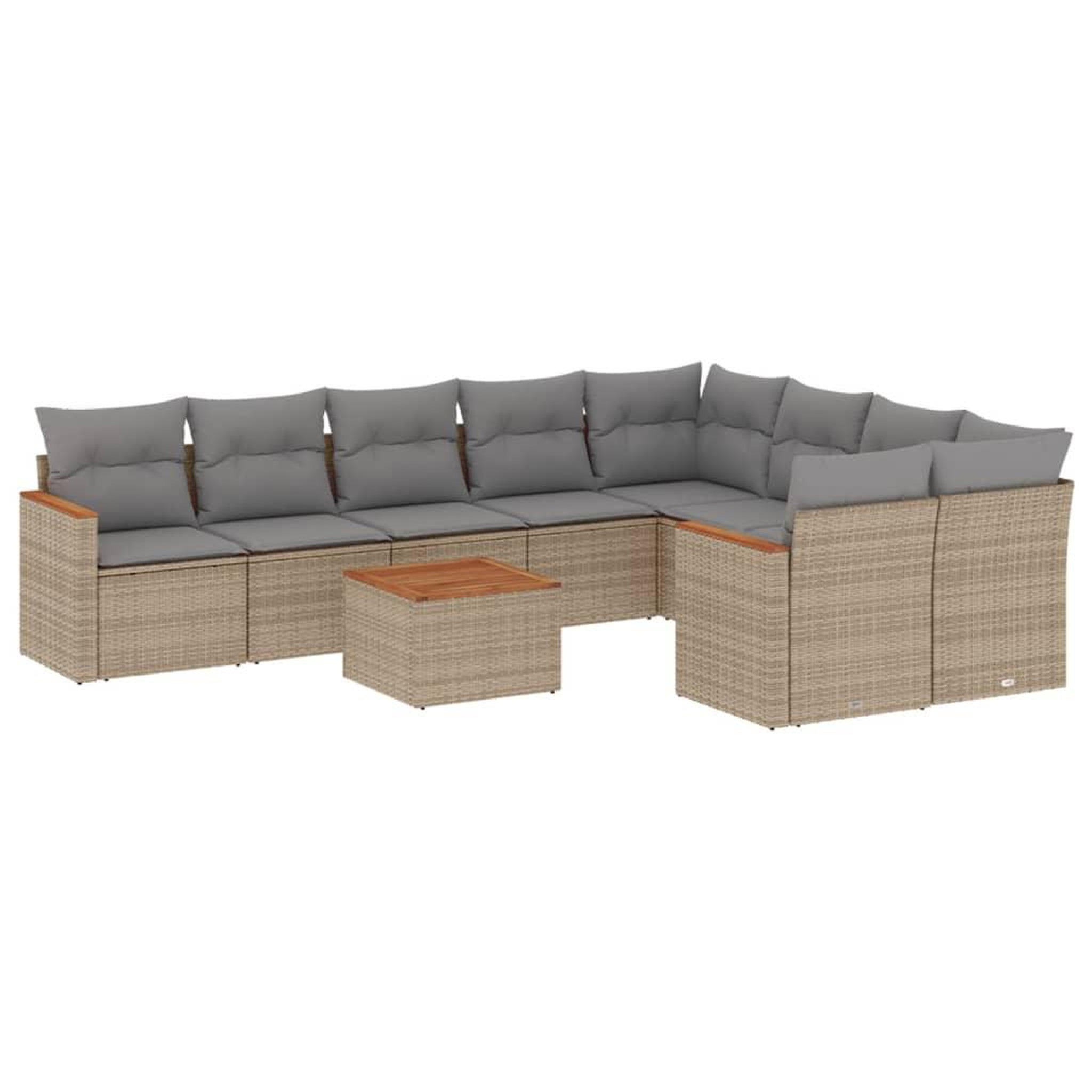 Voir la diapositive 2 : VIDAXL Salon de jardin et coussins 10 pcs melange beige resine tressee