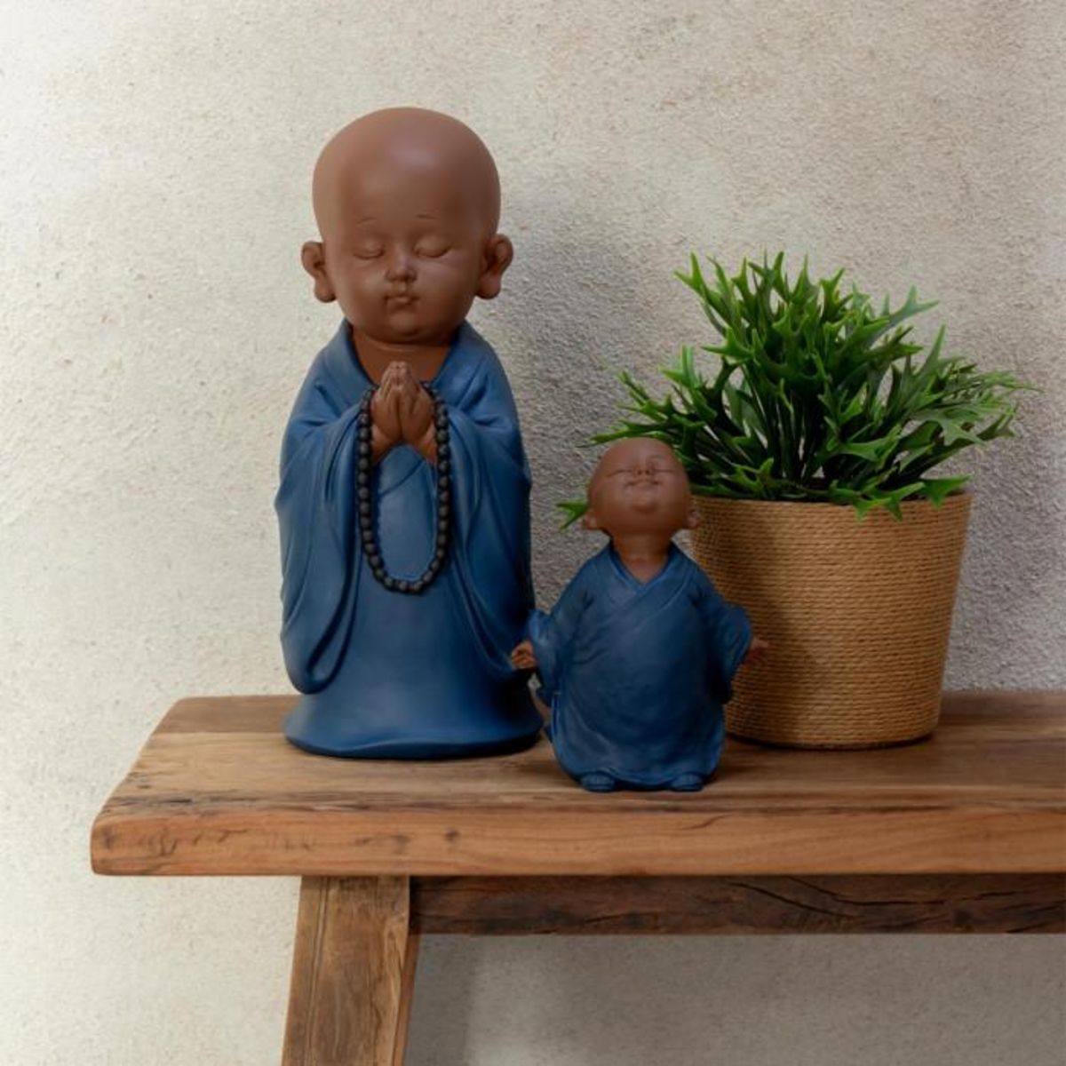 Paris Prix Statuette Moine Prière  Grady  32cm Bleu