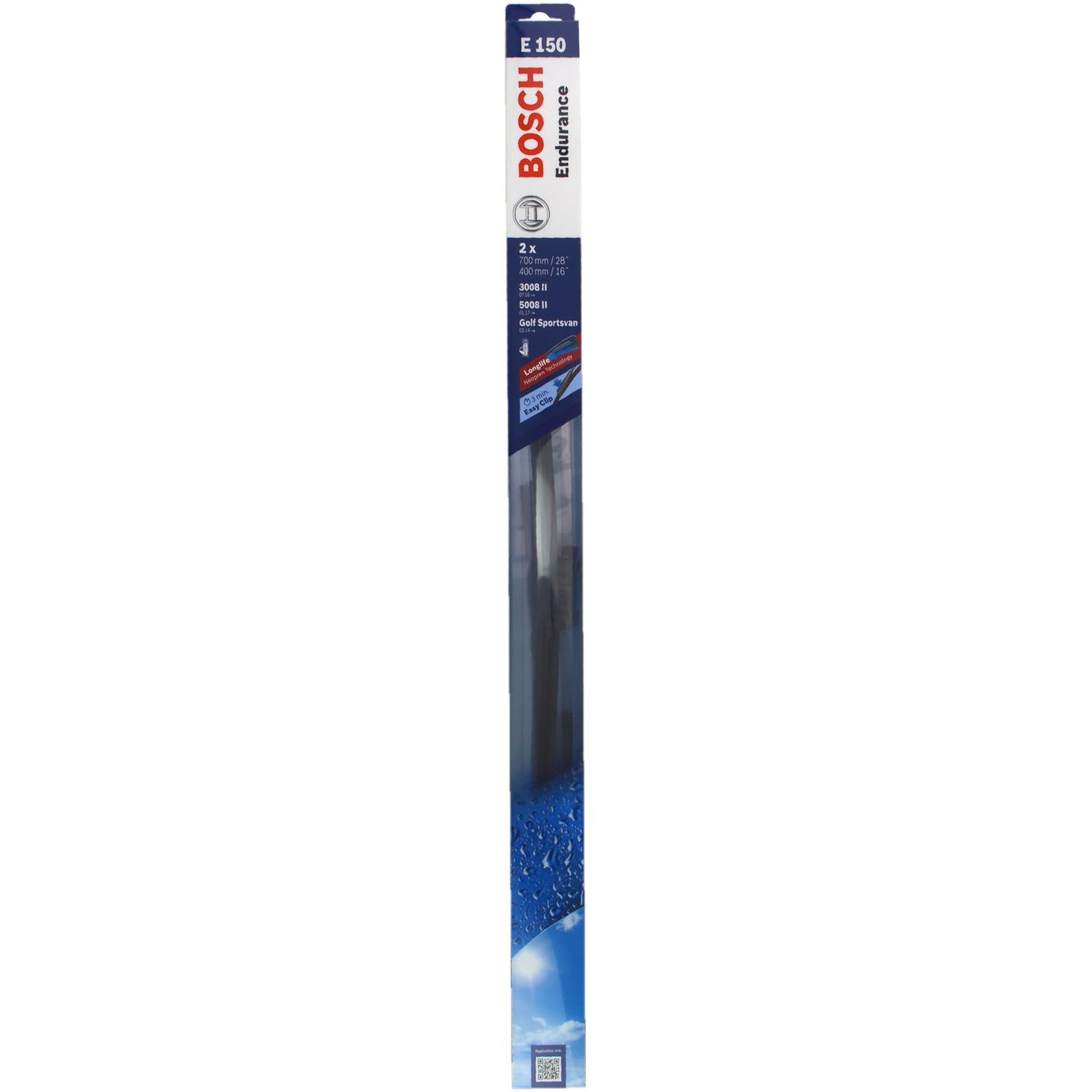 Voir la diapositive 3 : BOSCH Kit balai d'essuie-glace endurance BOSCH N°E150