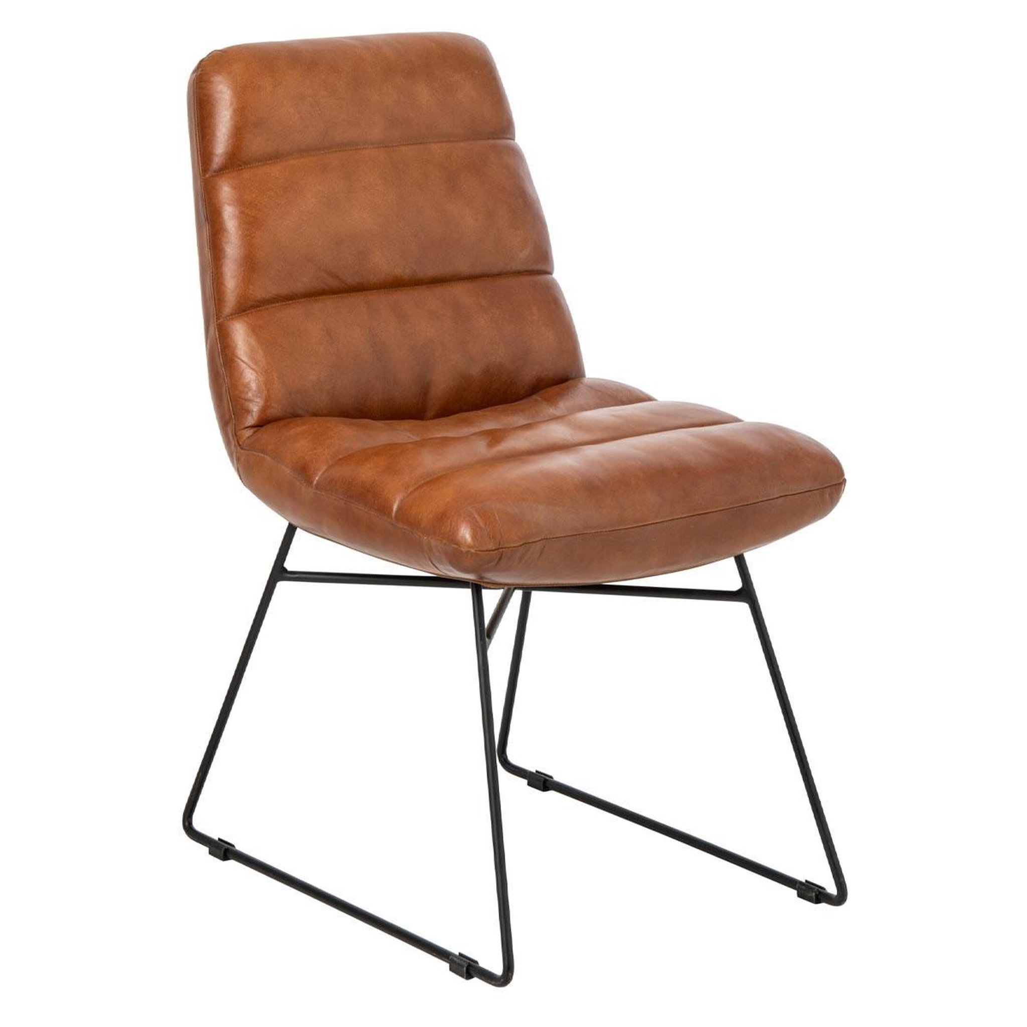 J-LINE Chaise design en cuir  austin  83cm camel